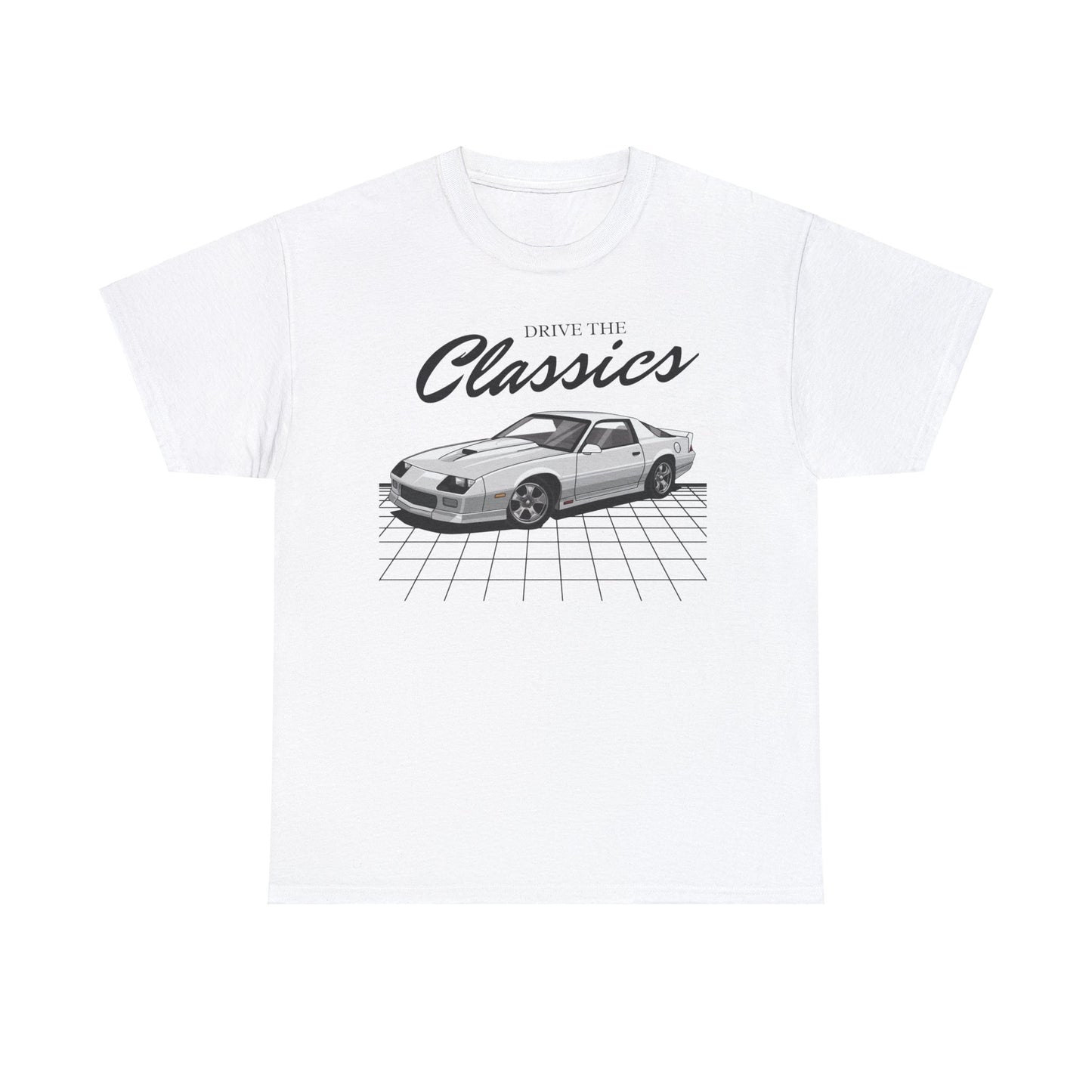 Chevrolet Camaro Z28 Classic T-Shirt – white cotton shirt featuring the Chevrolet Camaro Z28 (1967–2002) with distinctive design and performance features, designed for American muscle car enthusiasts