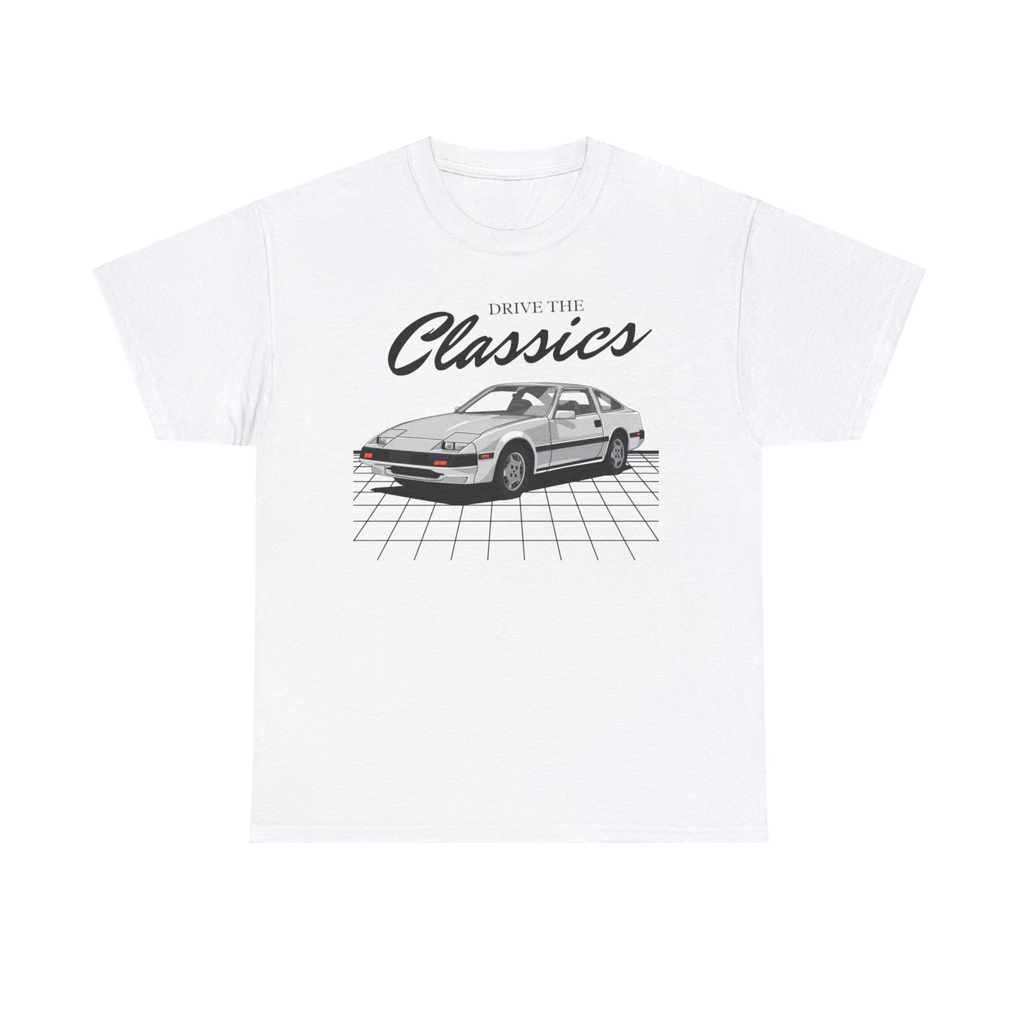 Nissan 300ZX Z31 Classic T-Shirt – white cotton shirt featuring the Nissan 300ZX Z31 (1984–1989) with distinctive wedge-shaped design and pop-up headlights, designed for Japanese sports car enthusiasts