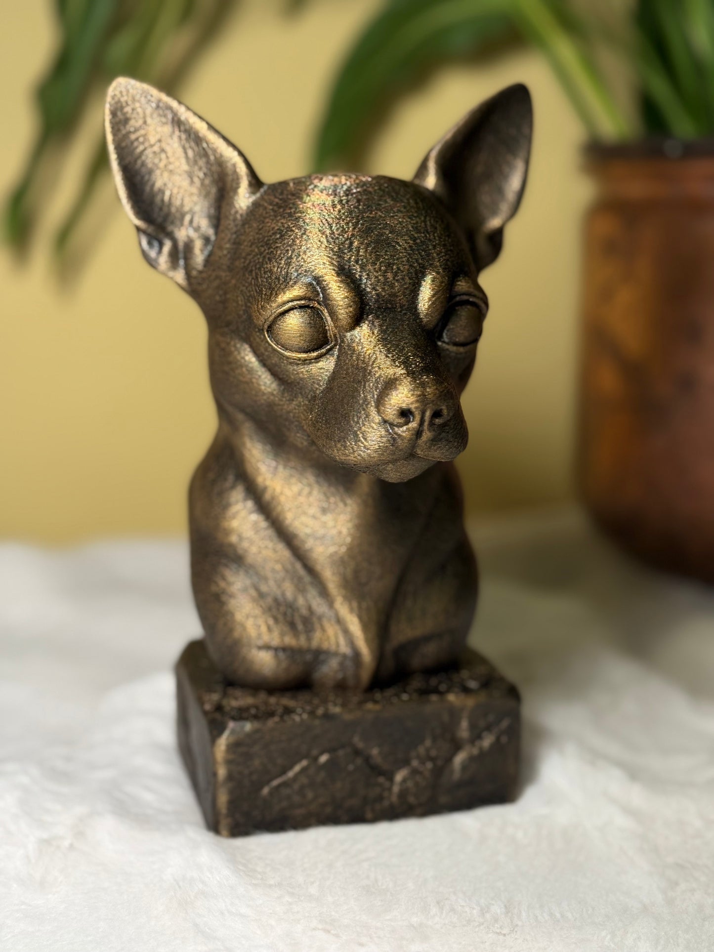Chihuahua full antique bust sculpture – 3D printed Chihuahua statue, collectible home decor gift