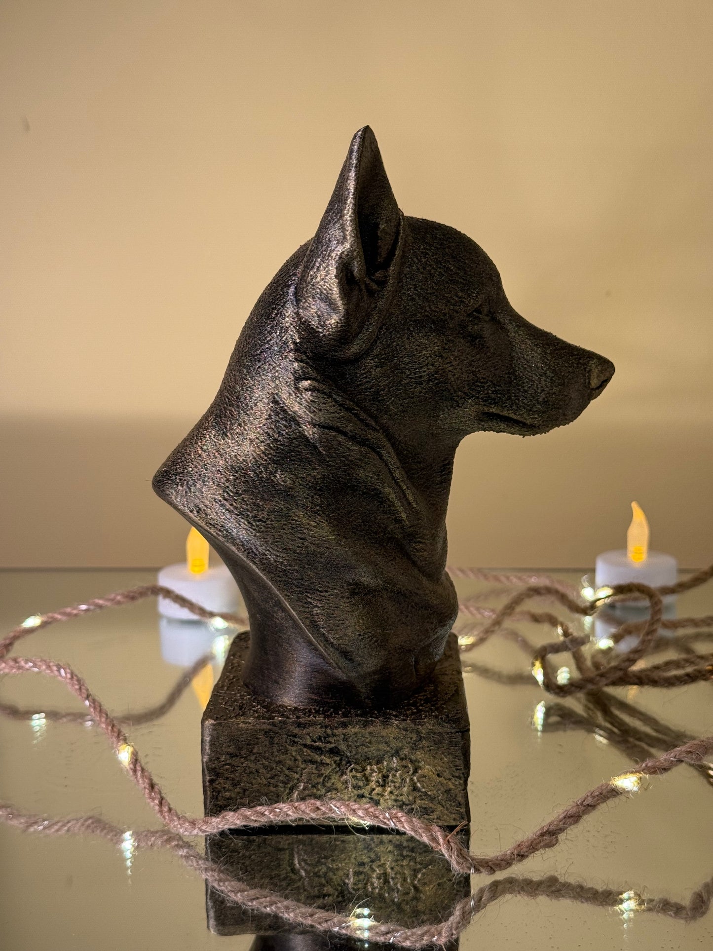 Corgi full antique bust sculpture – 3D printed Corgi statue, collectible home decor gift