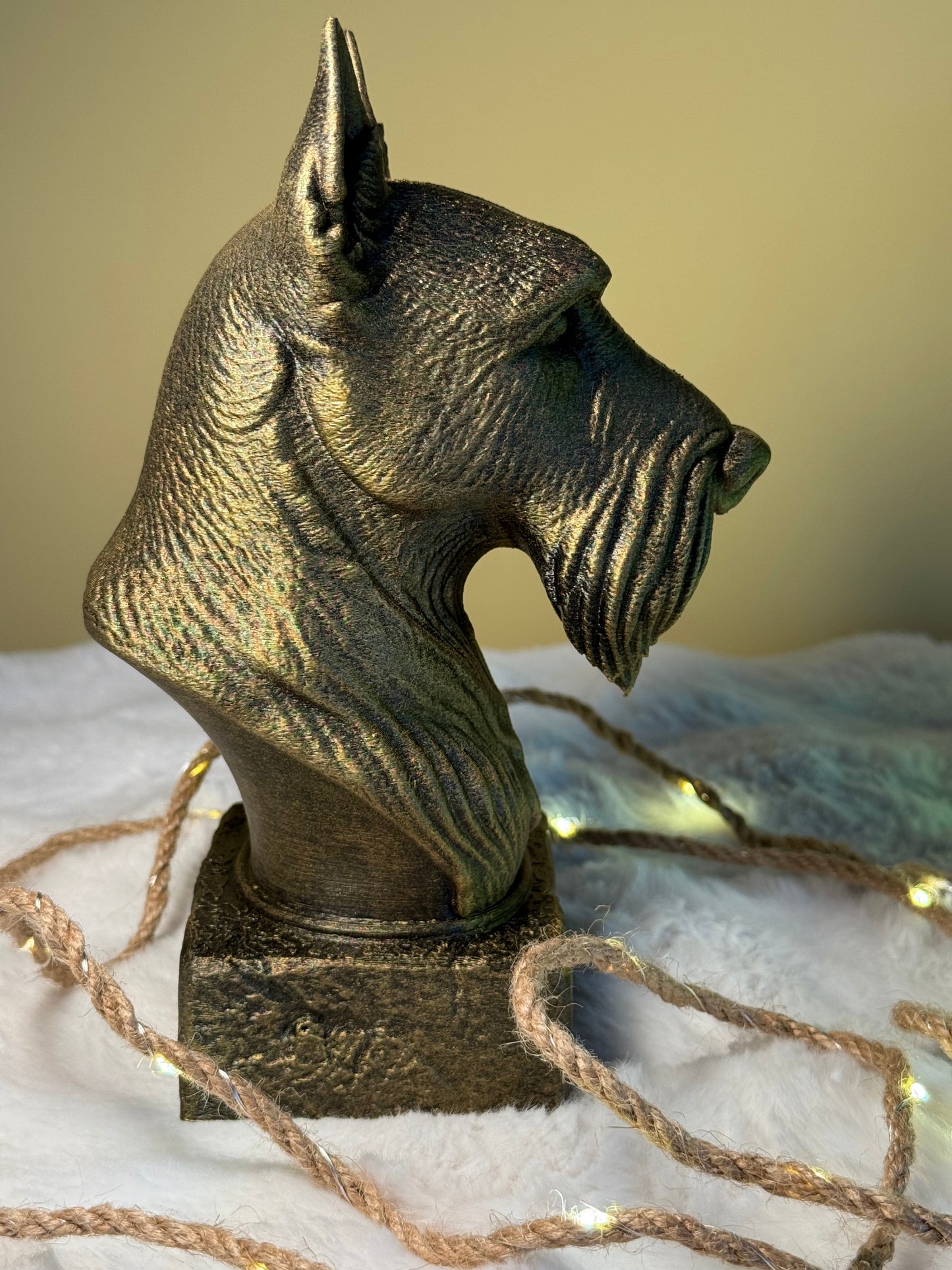 Scottish Terrier side view antique style bust – Scottish Terrier 3D printed dog statue home decor