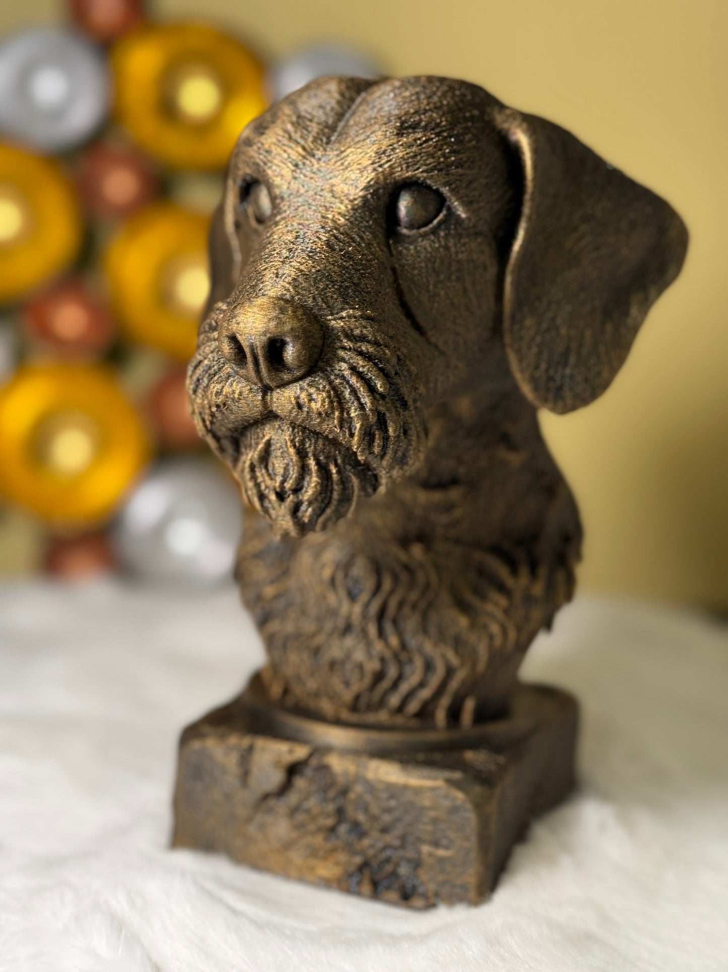 Wire Haired Dachshund full antique bust sculpture – 3D printed Wire Haired Dachshund statue, collectible home decor gift