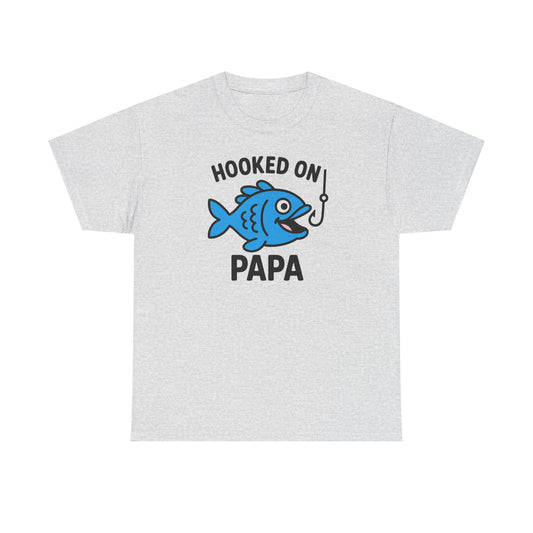 For the dad who’s always fishing for love—or just out on the lake. Celebrate Father’s Day with this fun “Hooked on Papa” tee: perfect for dads who love fishing, puns, and being your hero.
