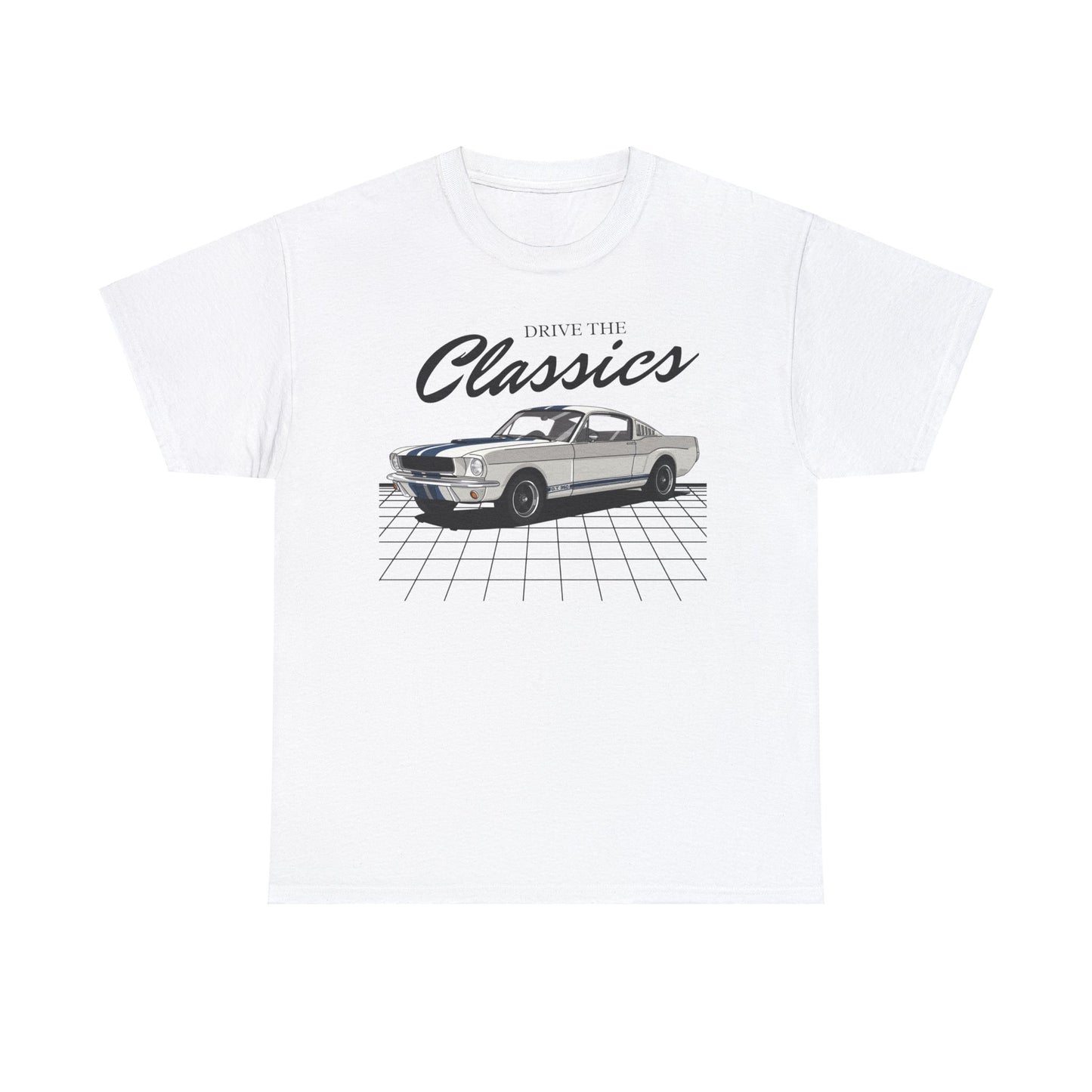 Ford Mustang Shelby GT500 Classic T-Shirt – white cotton shirt featuring the Ford Mustang Shelby GT500 (1967–1970) with distinctive design and performance features, designed for American muscle car enthusiasts

