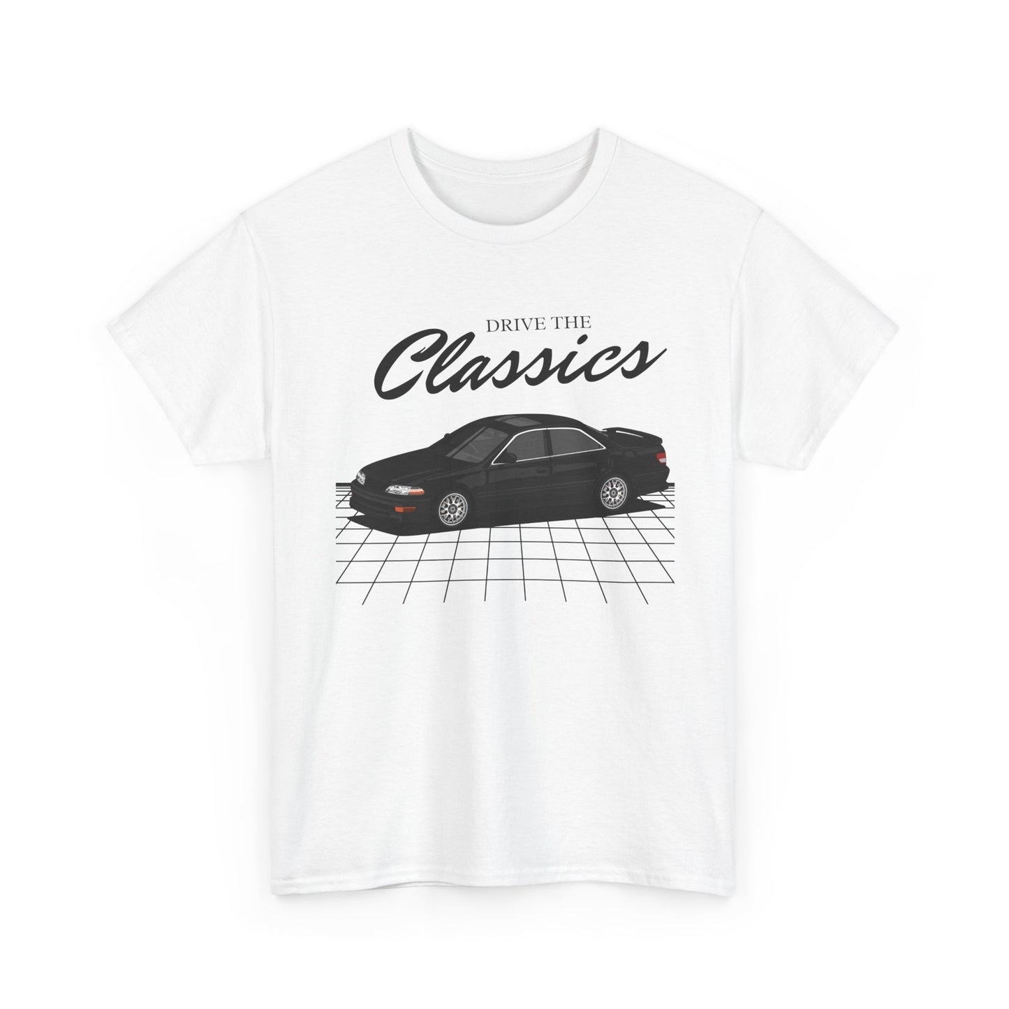 Toyota Mark II Tourer V Classic T-Shirt – white cotton shirt featuring the Toyota Mark II Tourer V (JZX90) with distinctive design and performance features, designed for Japanese automotive enthusiasts