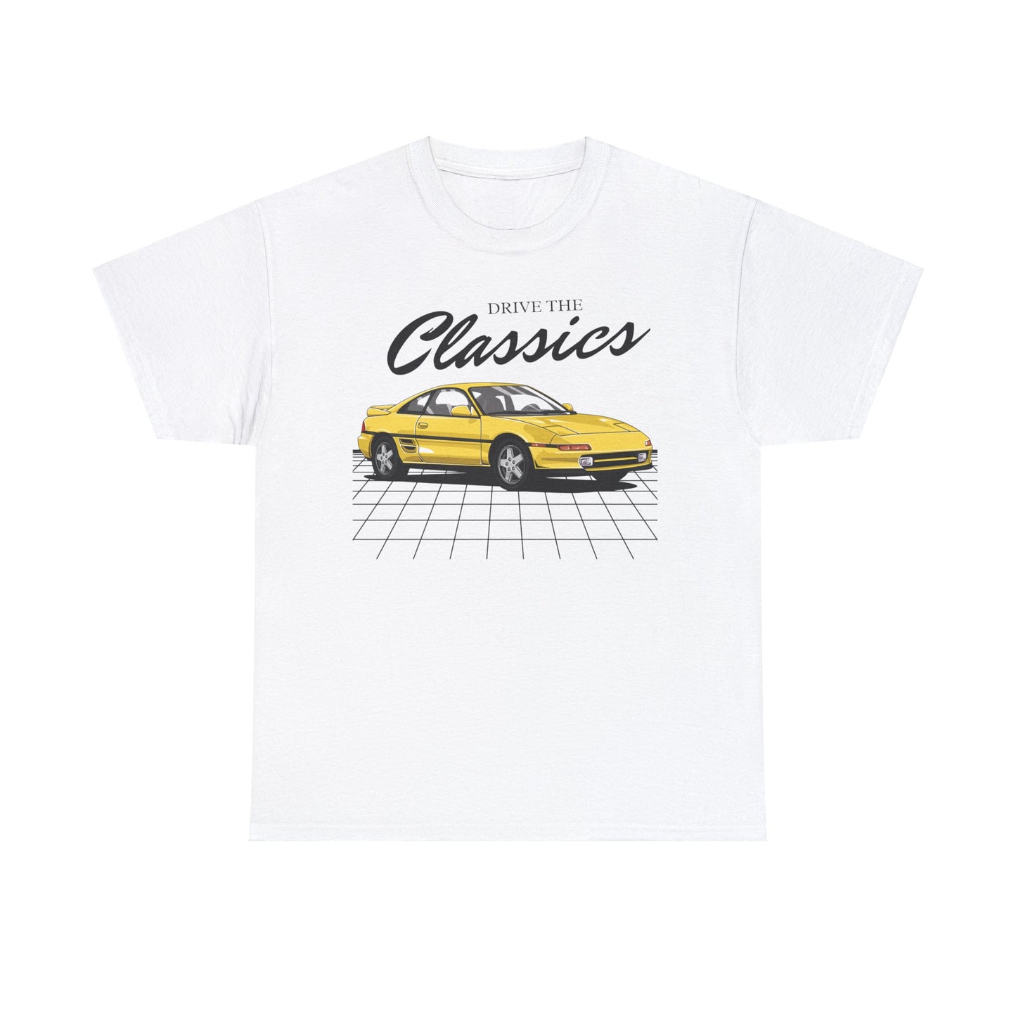 Toyota MR2 MK1 Classic T-Shirt featuring AW11 mid-engine sports car graphic – white cotton shirt for JDM and 80s car enthusiasts
