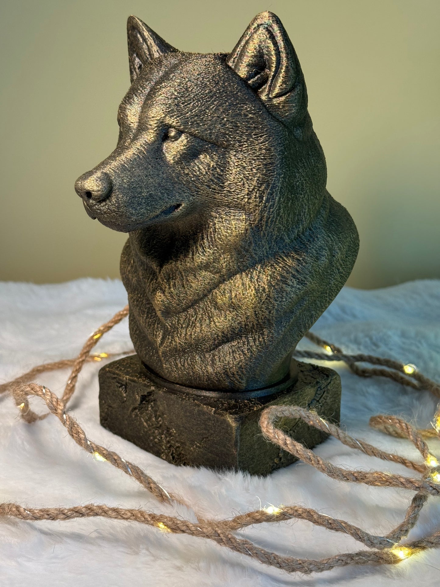 Alaskan Malamute antique bust – hand-painted 3D print dog statue collectible decor