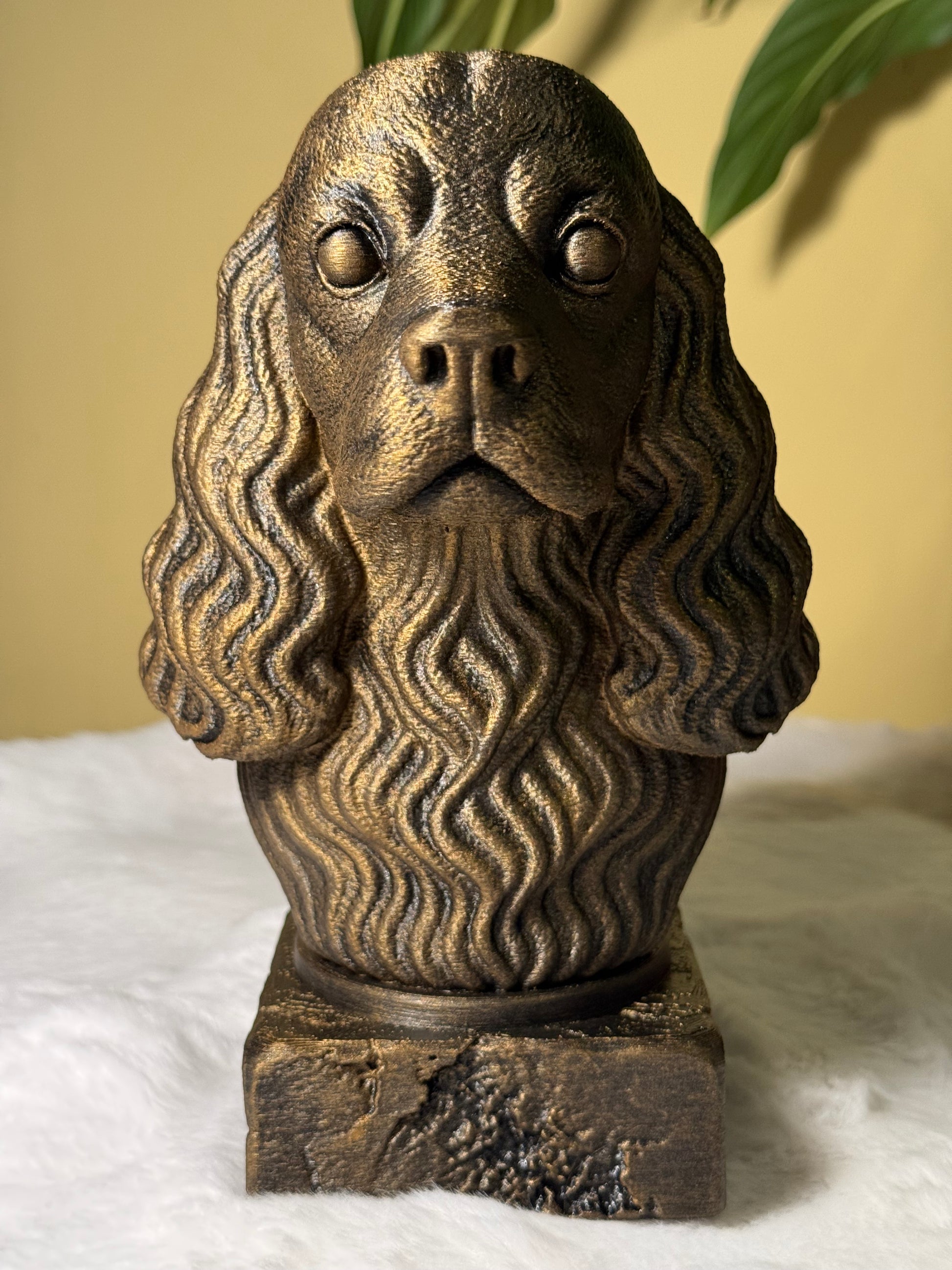American Cocker Spaniel antique bust – hand-painted 3D print dog statue collectible decor
