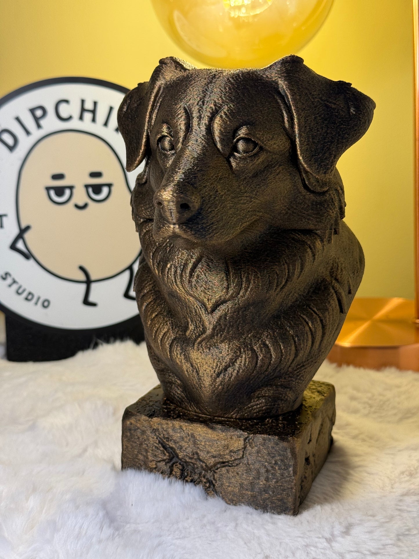 Australian Shepherd antique bust – hand-painted 3D print dog statue collectible decor