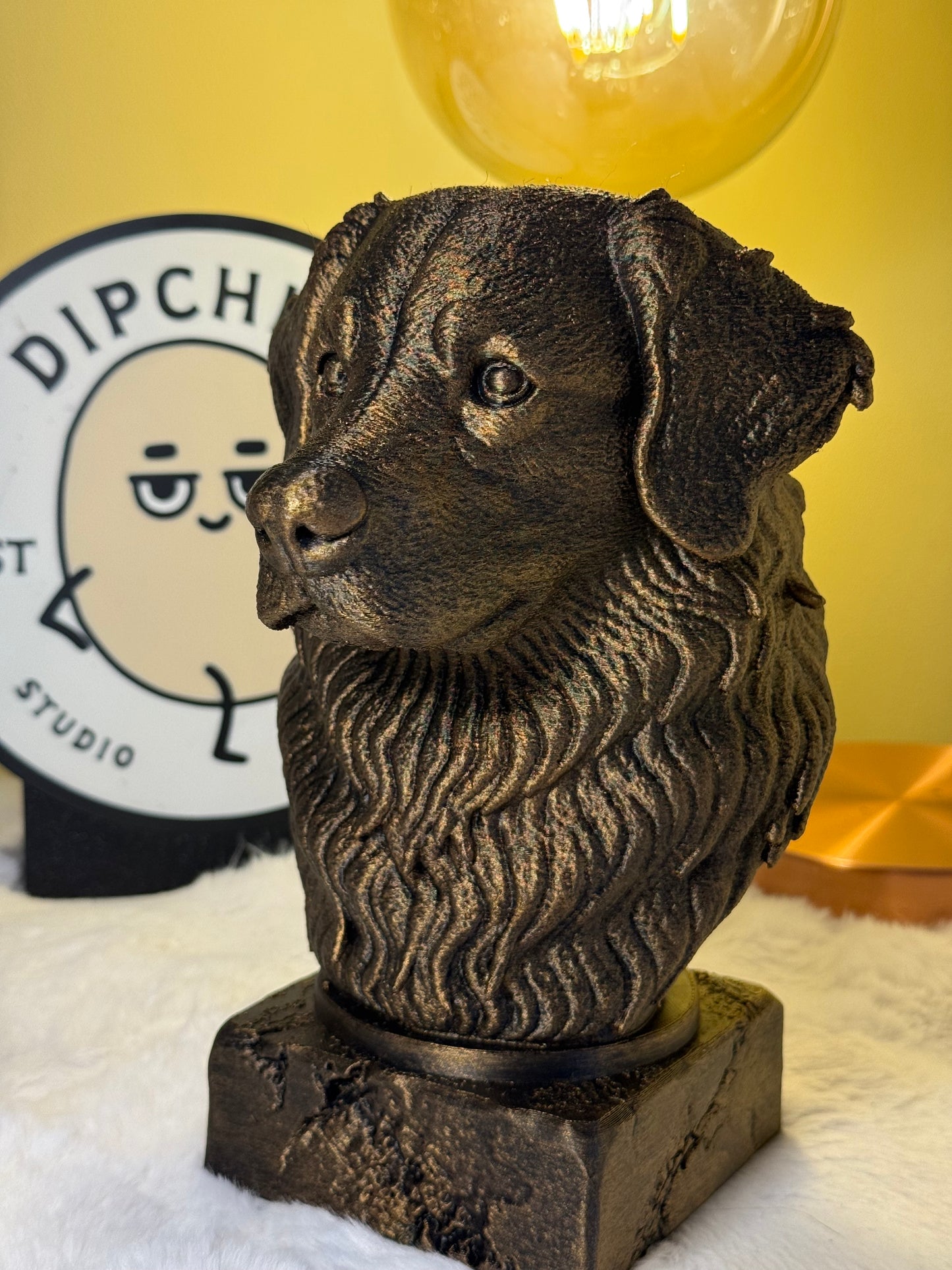 Bernese Mountain Dog antique bust – hand-painted 3D print dog statue collectible decor