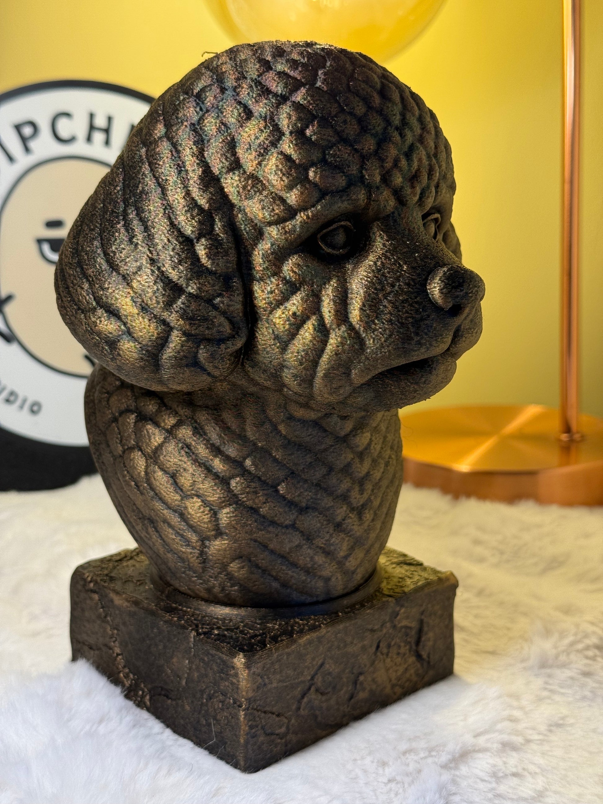 Bichon Frise side view antique style bust – Bichon Frise 3D printed dog statue home decor