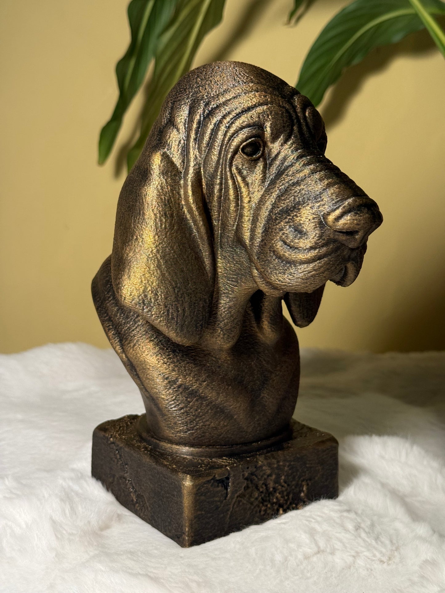 Bloodhound side view antique style bust – Bloodhound 3D printed dog statue home decor