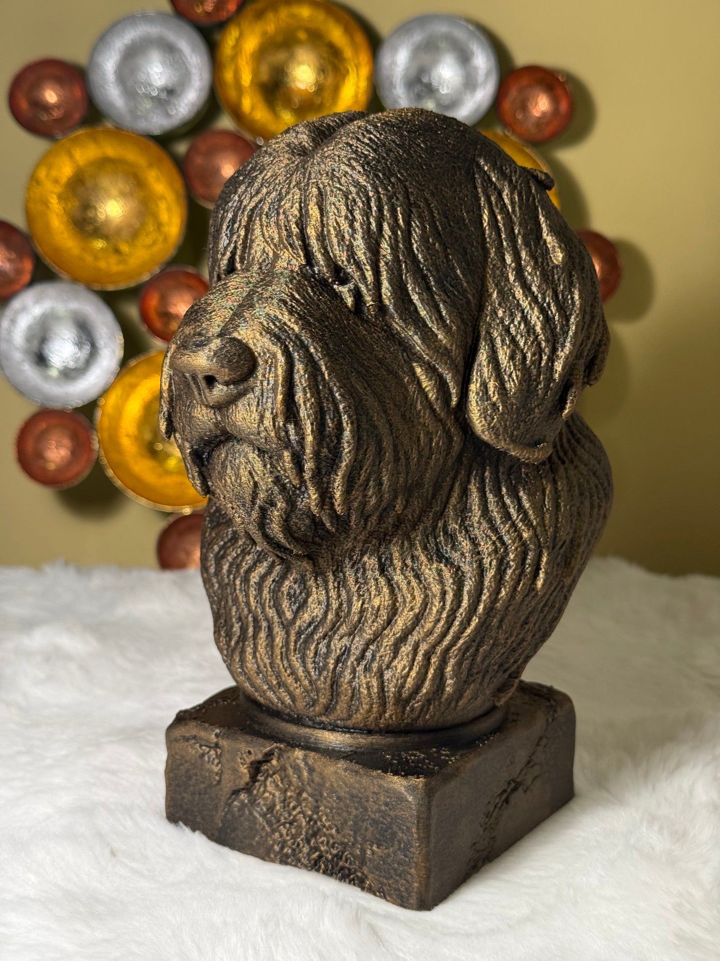 Bobtail antique bust – hand-painted 3D print dog statue collectible decor