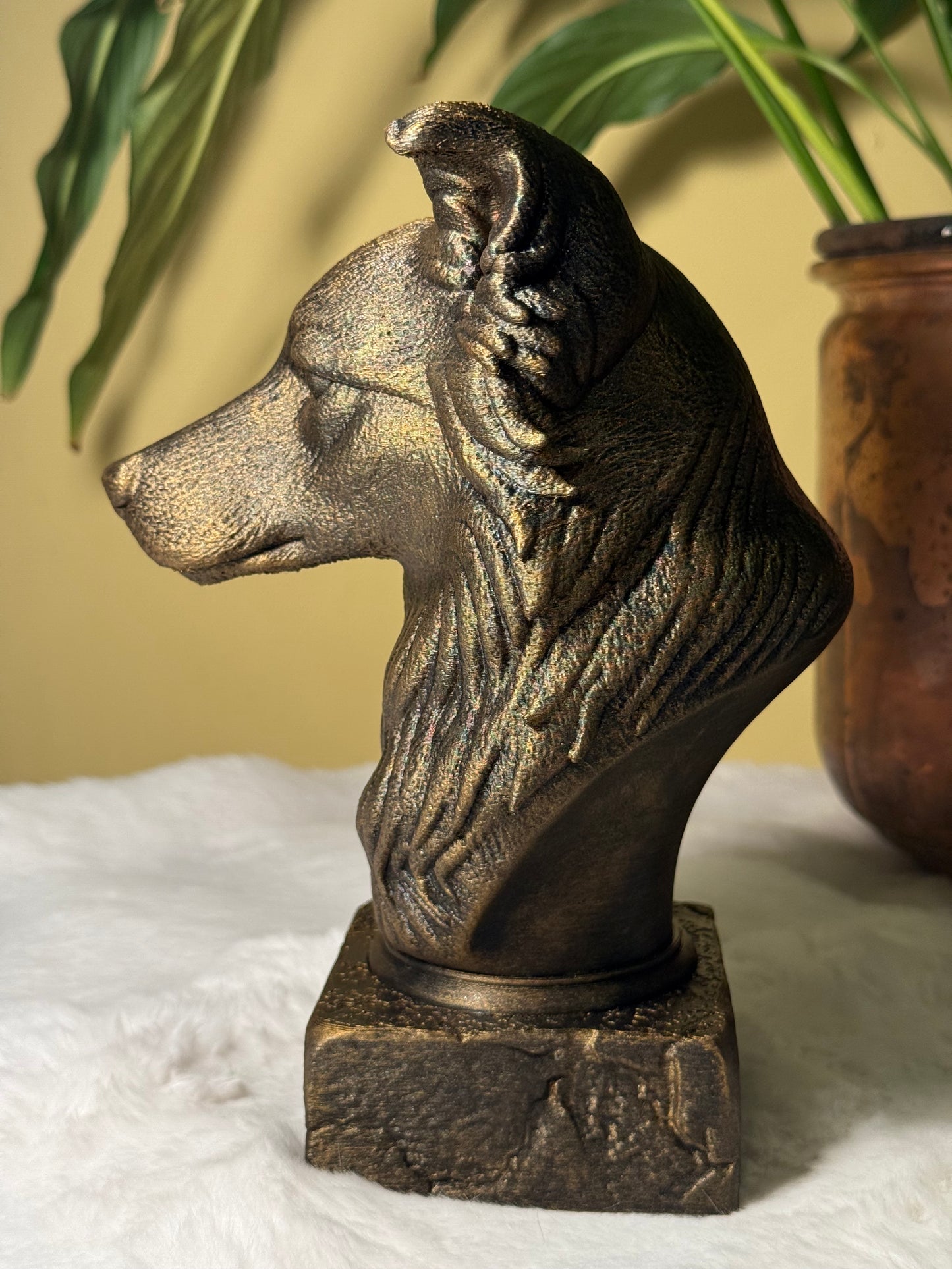 Border Collie side view antique style bust – Border Collie 3D printed dog statue home decor