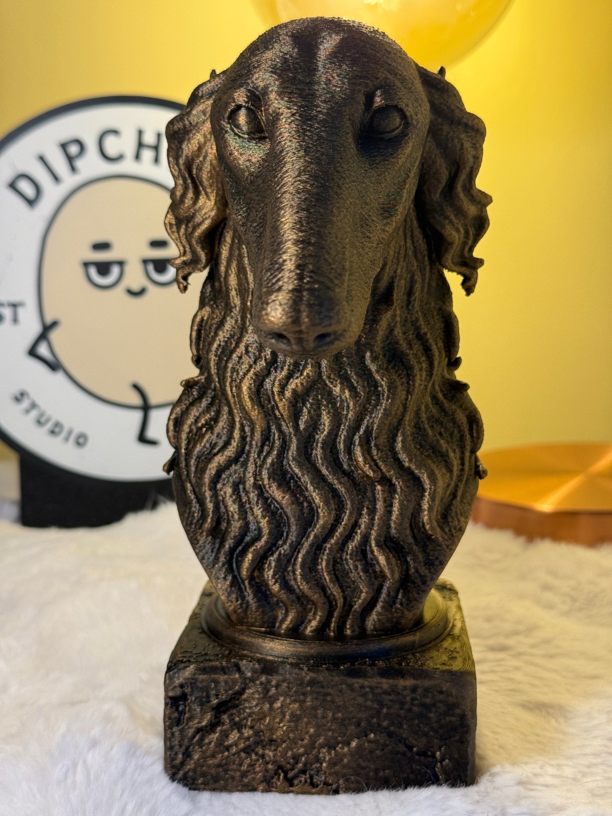 Borzoi side view antique style bust – Borzoi 3D printed dog statue home decor