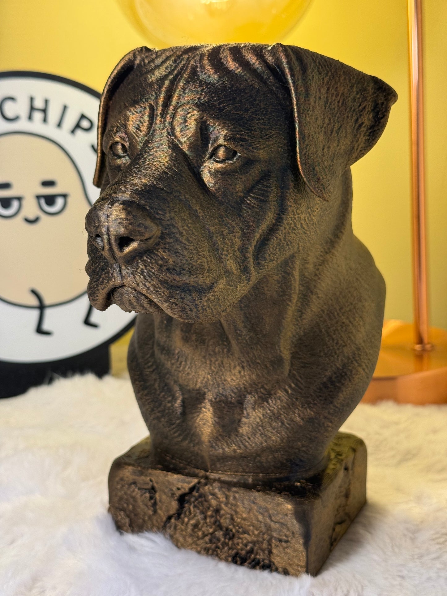 Canarian Mastiff antique bust – hand-painted 3D print dog statue collectible decor