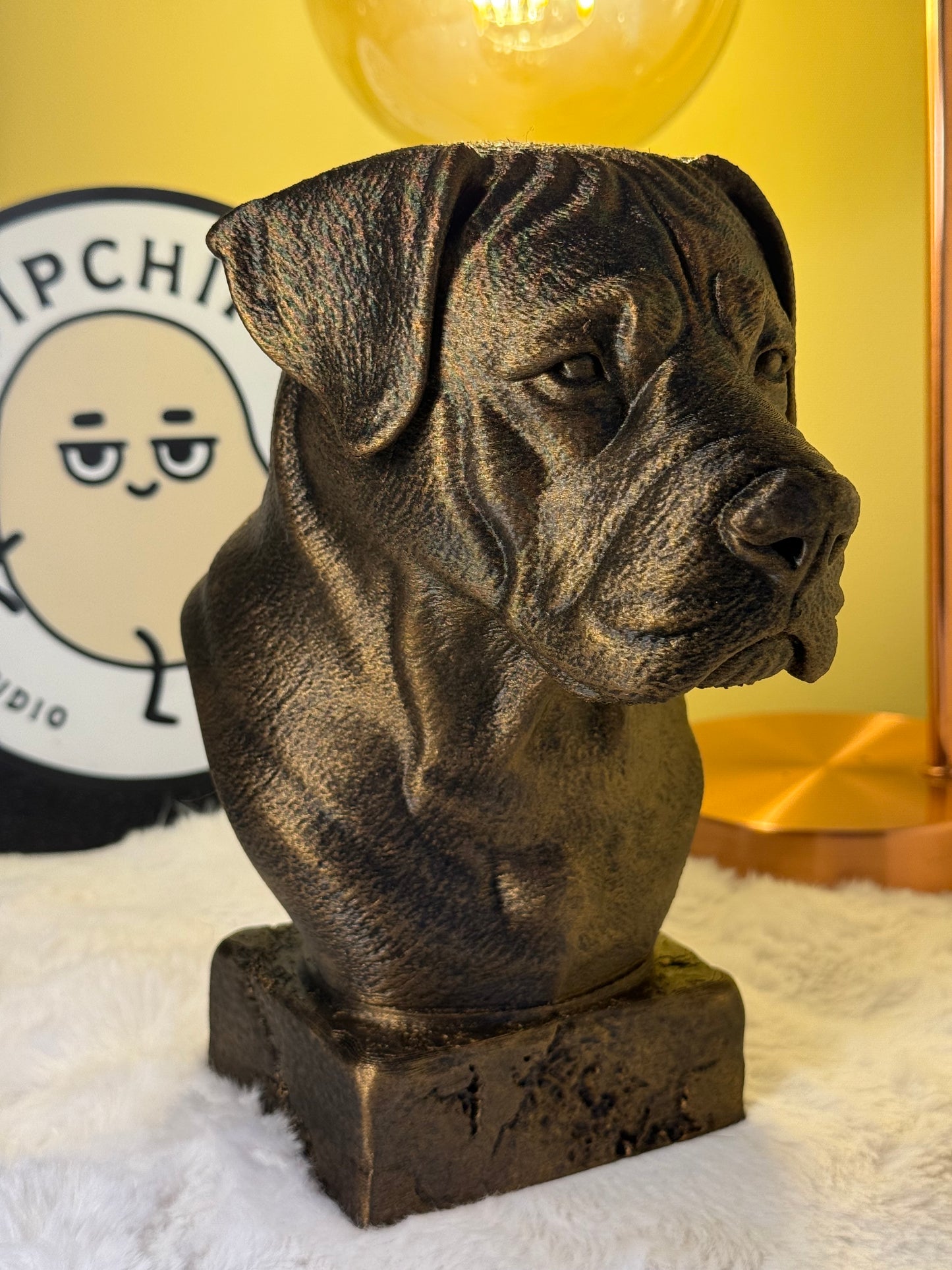 Canarian Mastiff side view antique style bust – Canarian Mastiff 3D printed dog statue home decor