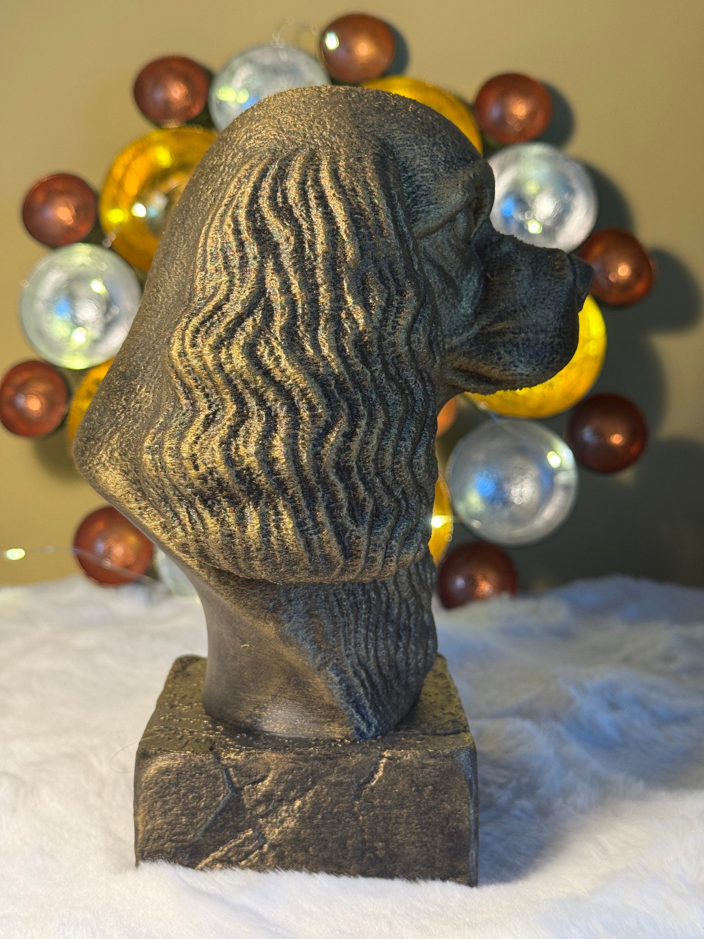 Cavalier King Charles Spaniel full antique bust sculpture – 3D printed Cavalier King Charles Spaniel statue, collectible home decor gift