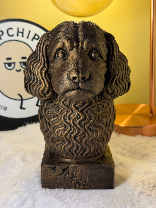Cavapoo antique bust – hand-painted 3D print dog statue collectible decor