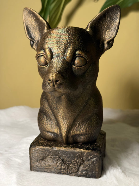 Chihuahua antique bust – hand-painted 3D print dog statue collectible decor