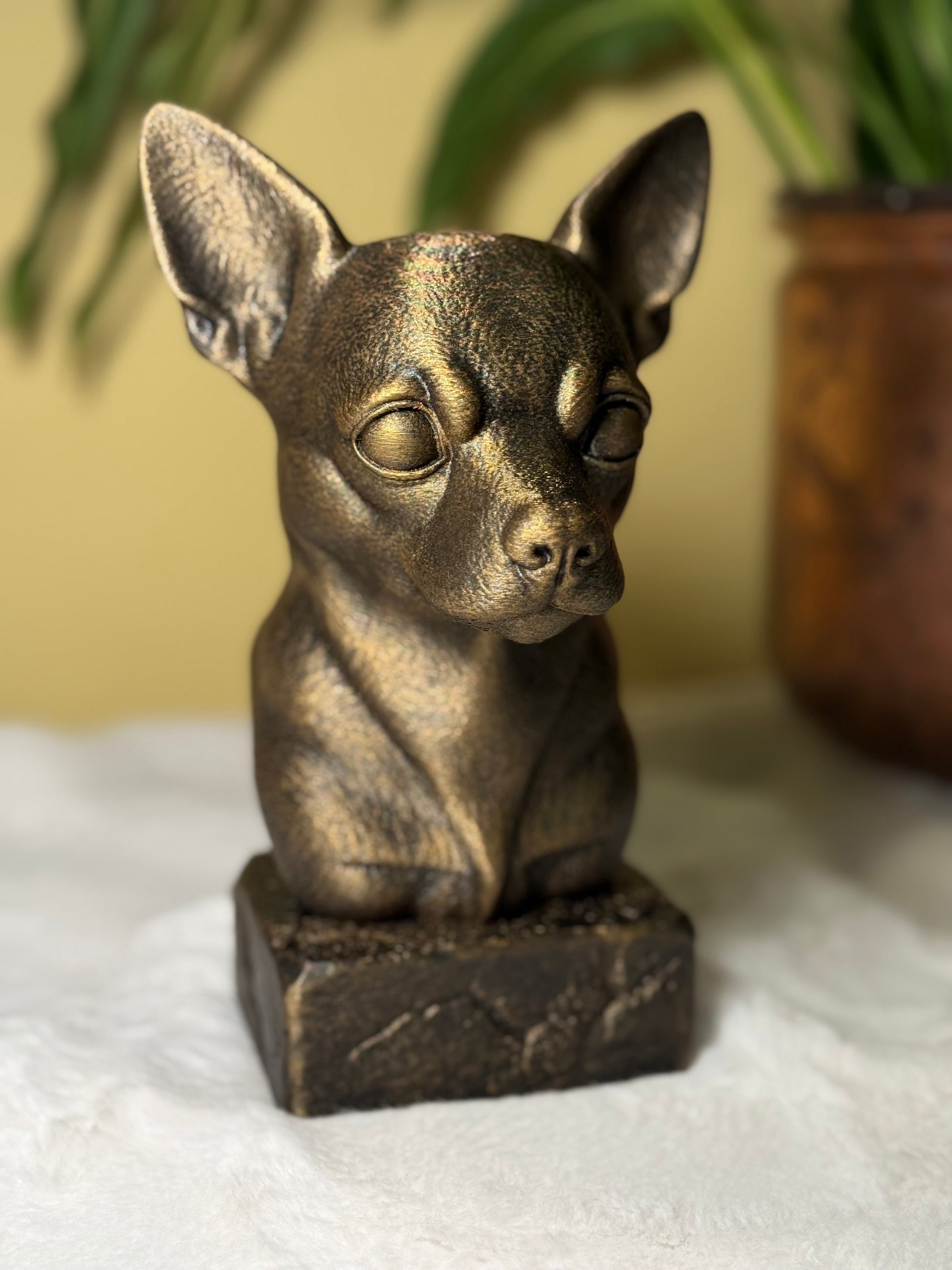Chihuahua full antique bust sculpture – 3D printed Chihuahua statue, collectible home decor gift