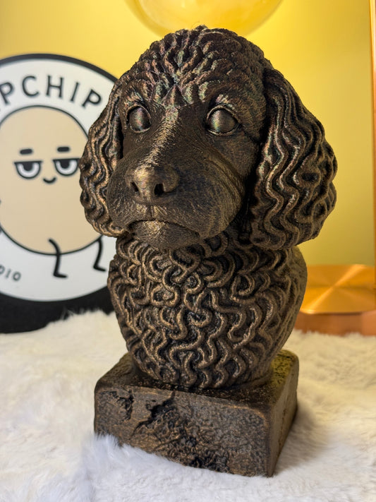 Cockapoo antique bust – hand-painted 3D print dog statue collectible decor