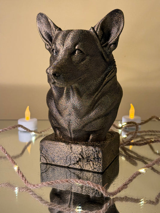Corgi antique bust – hand-painted 3D print dog statue collectible decor