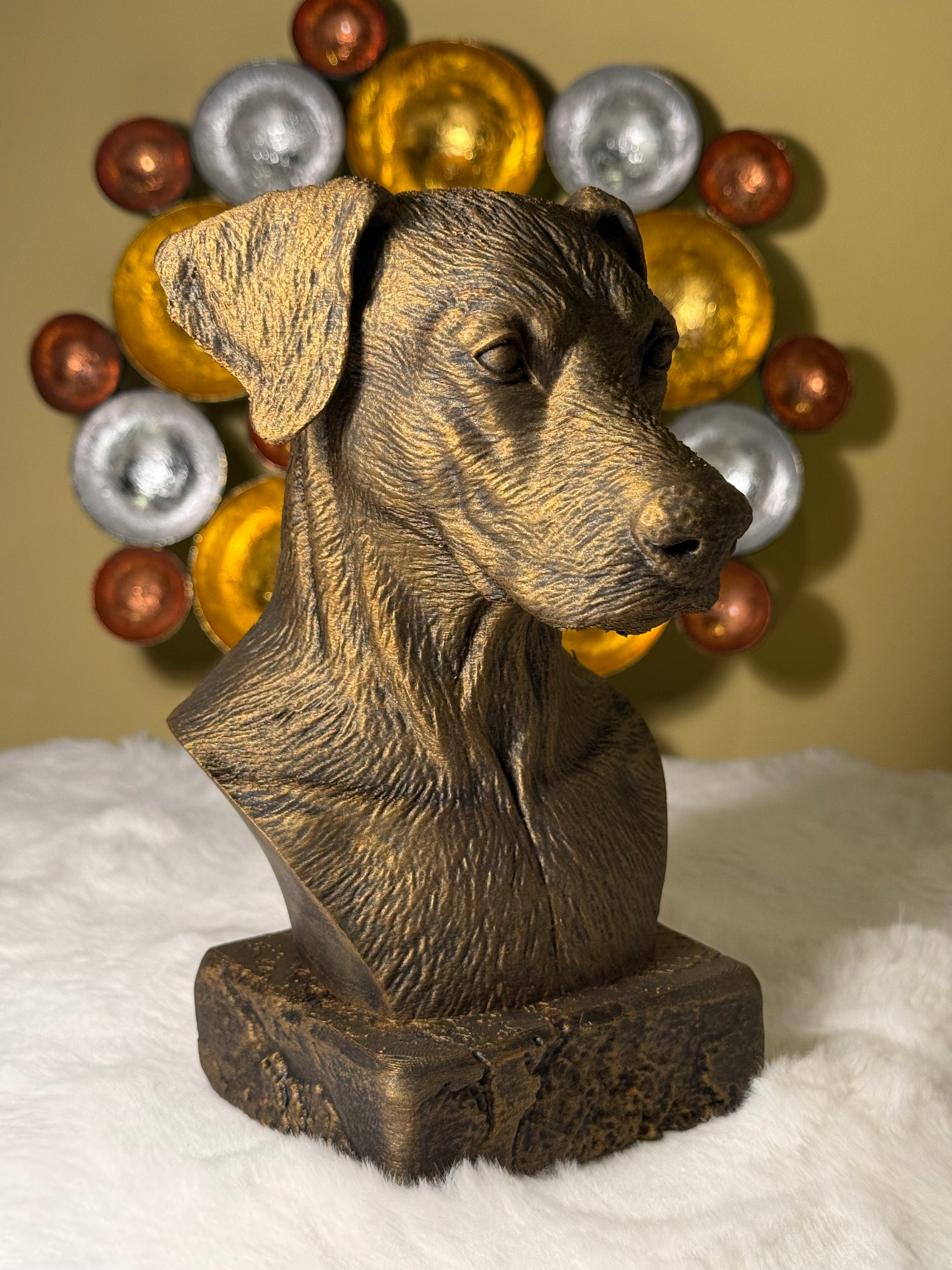 Doberman Natural Ears side view antique style bust – Doberman Natural Ears 3D printed dog statue home decor