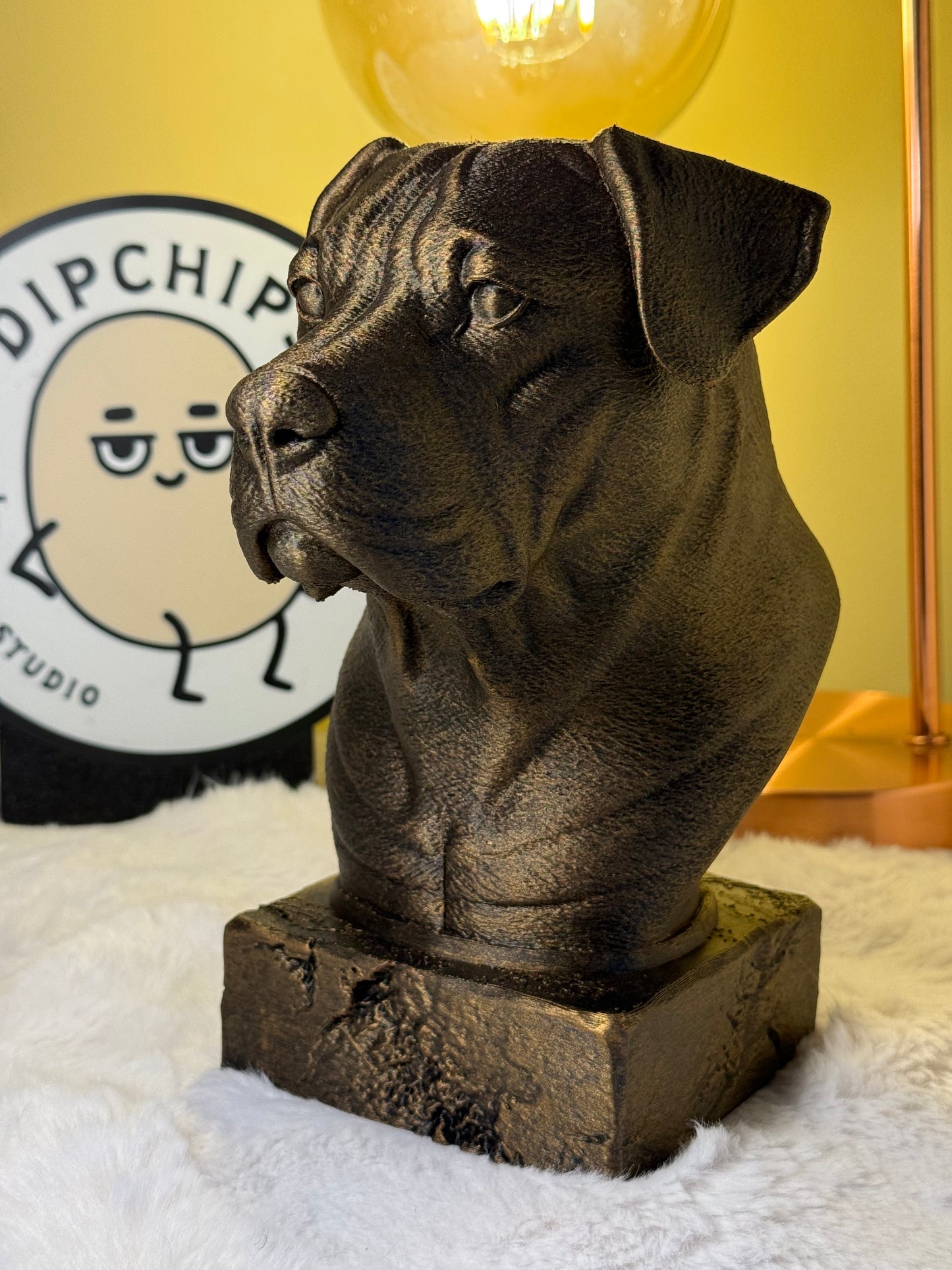 Dogo Argentino antique bust – hand-painted 3D print dog statue collectible decor