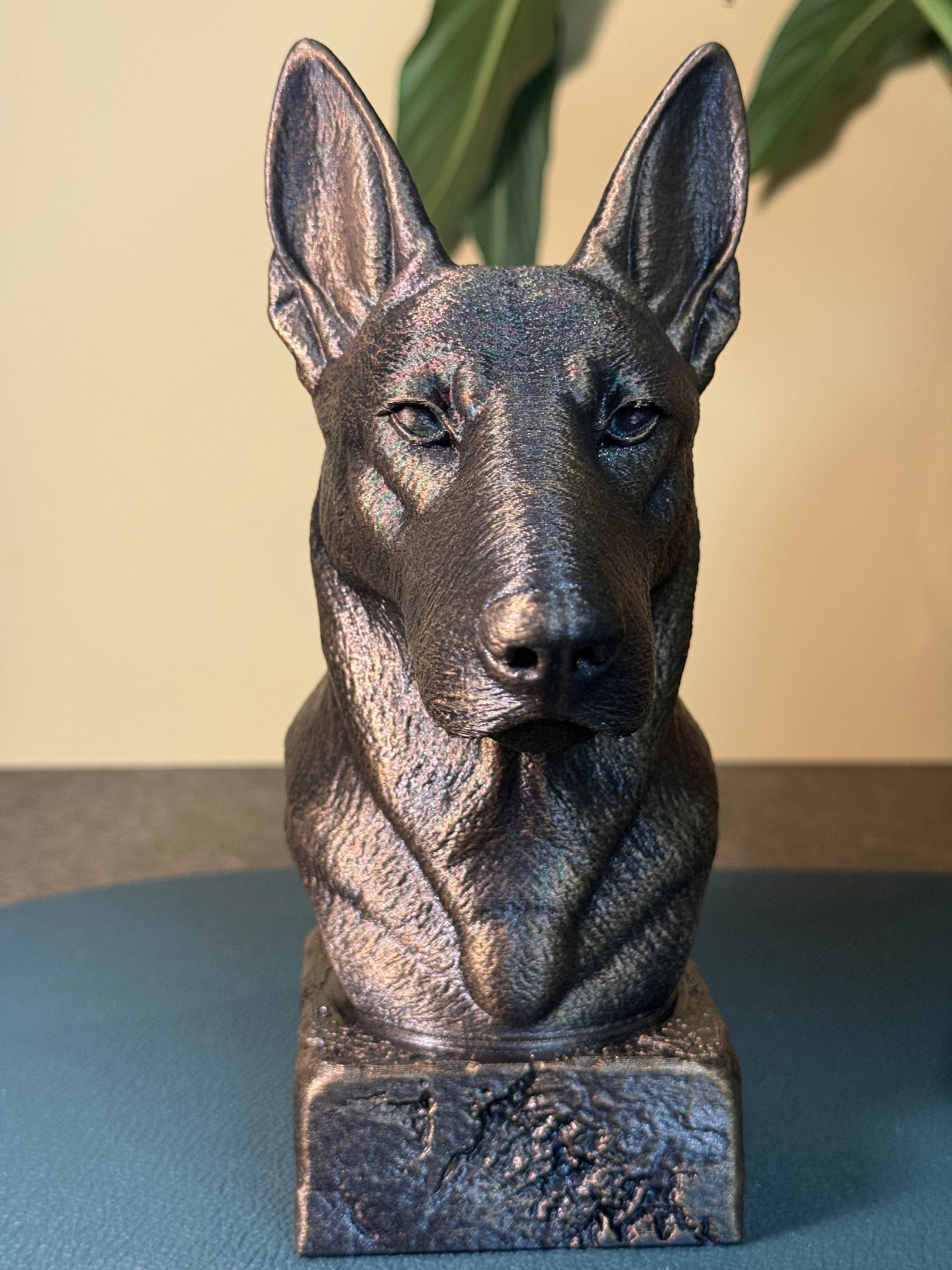 Dutch Sheperd antique bust – hand-painted 3D print dog statue collectible decor