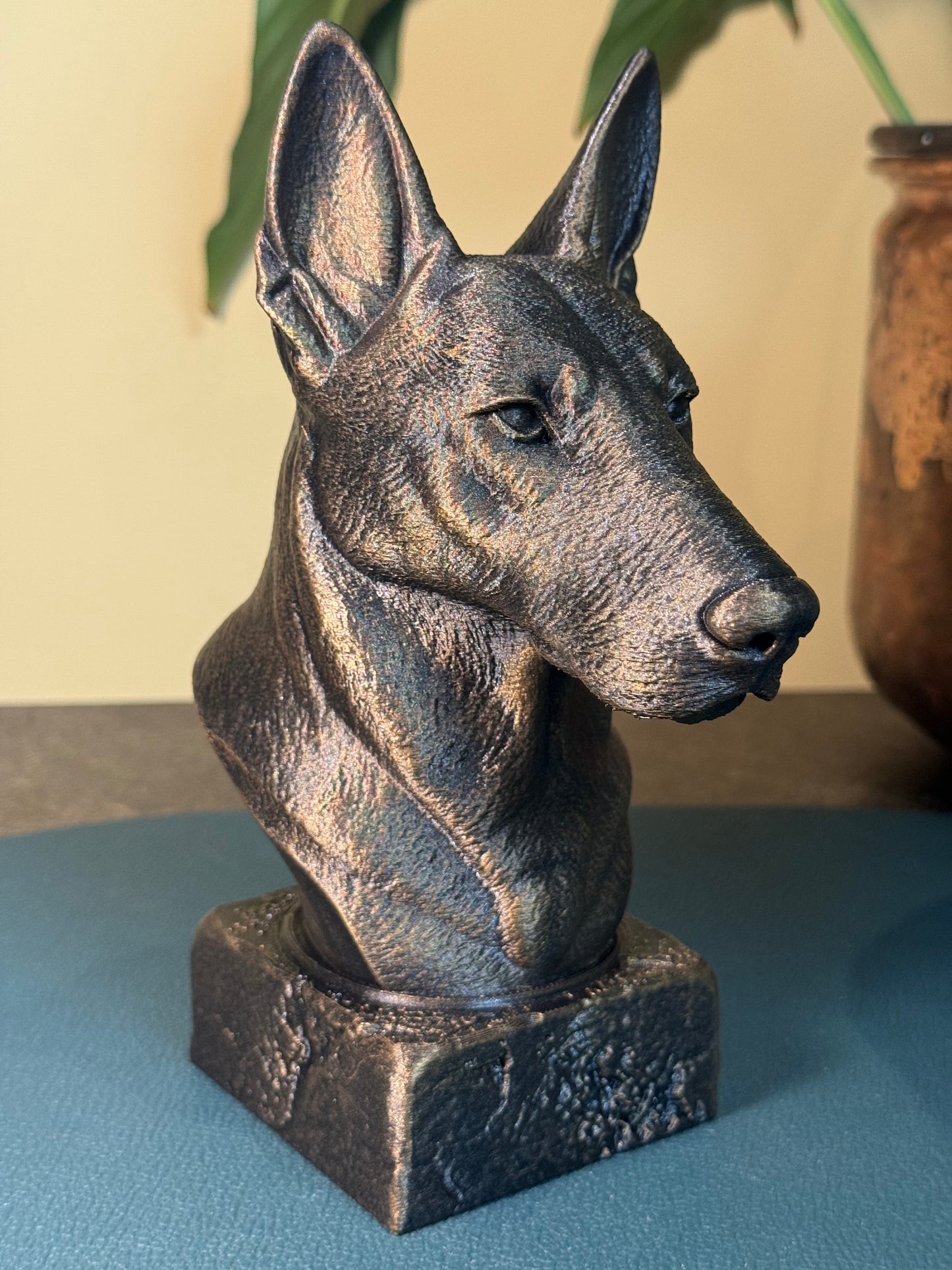 Dutch Sheperd side view antique style bust – Dutch Sheperd 3D printed dog statue home decor