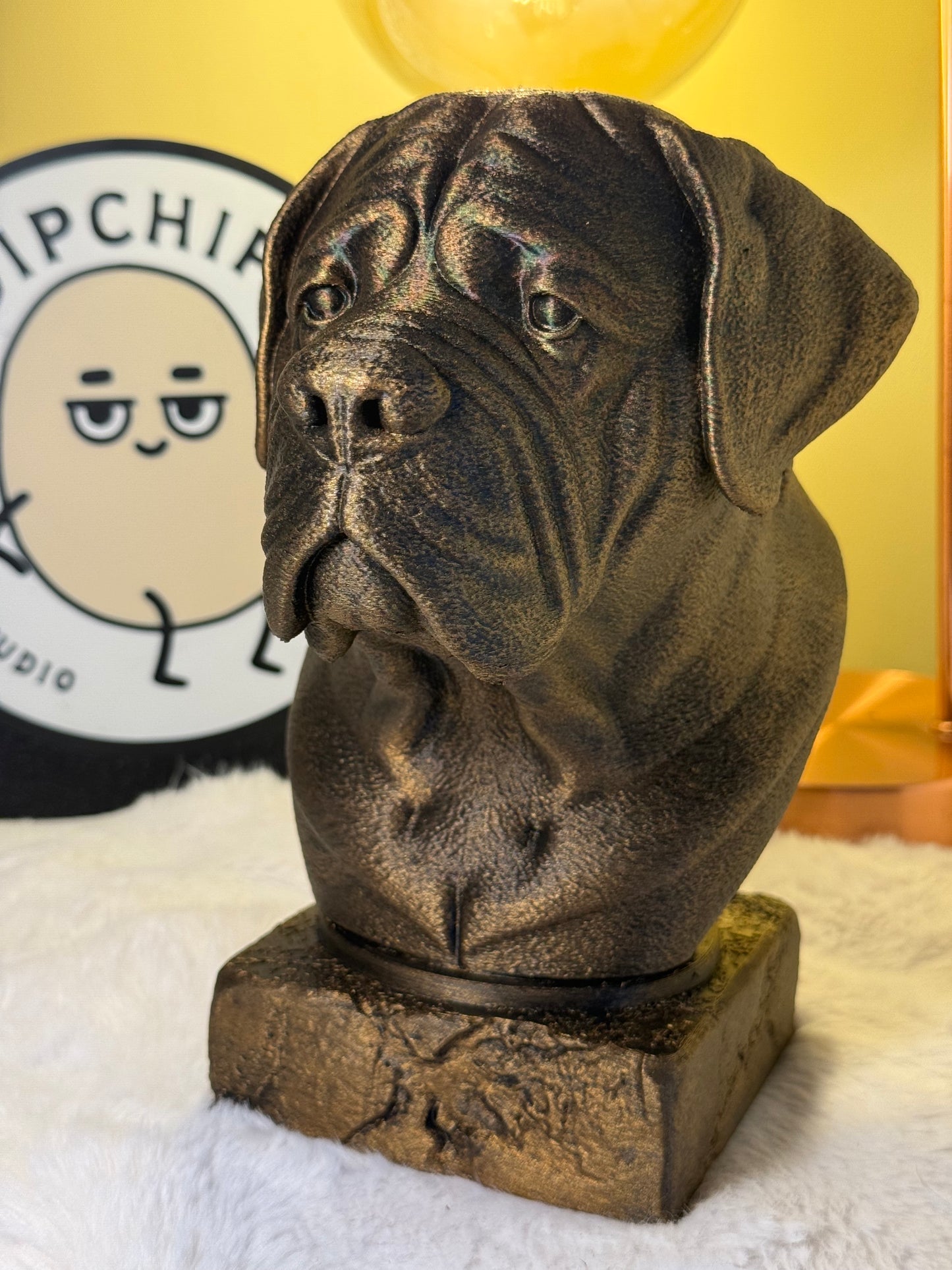 English Mastiff antique bust – hand-painted 3D print dog statue collectible decor