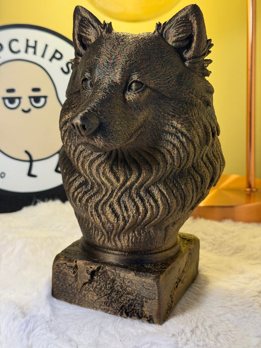 Finnish Lapphund antique bust – hand-painted 3D print dog statue collectible decor