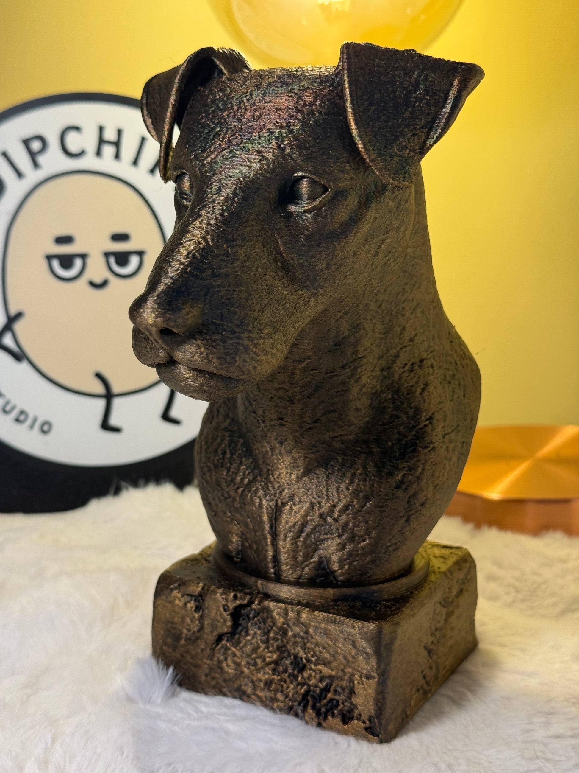 German Jagterrier antique bust – hand-painted 3D print dog statue collectible decor