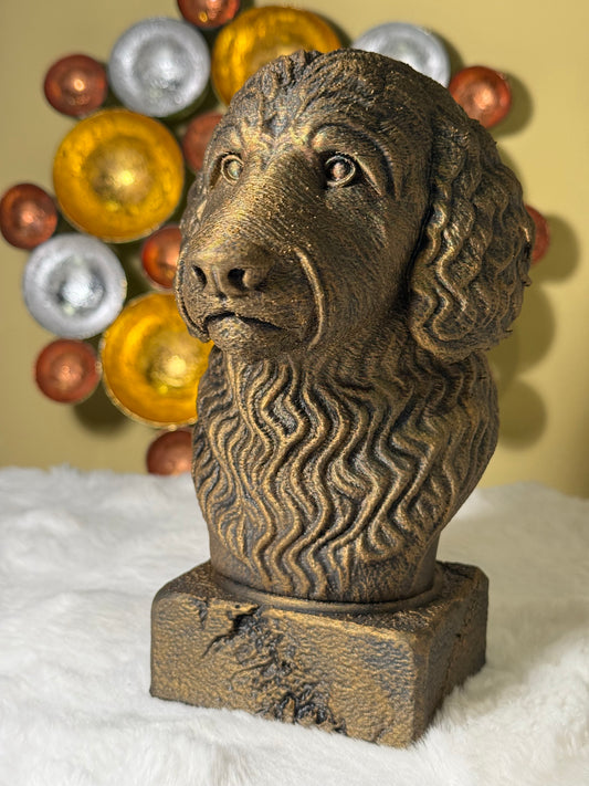 Goldendoodle antique bust – hand-painted 3D print dog statue collectible decor