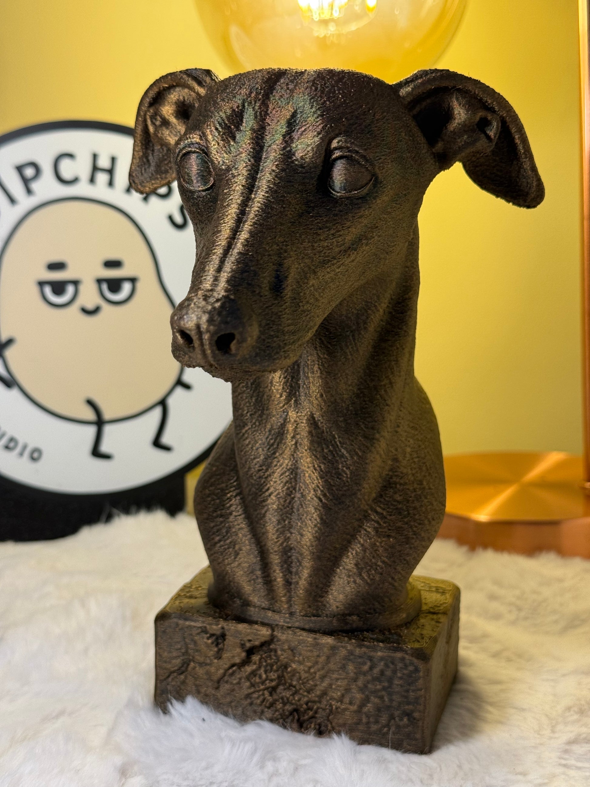 Greyhound antique bust – hand-painted 3D print dog statue collectible decor