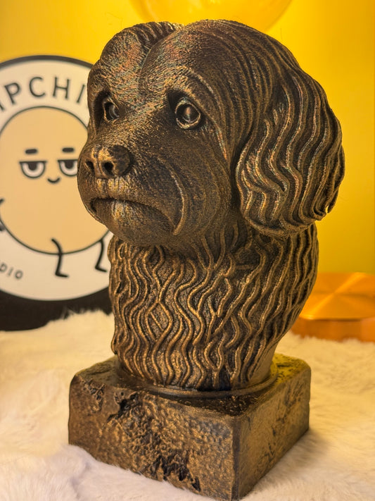 Havanese antique bust – hand-painted 3D print dog statue collectible decor