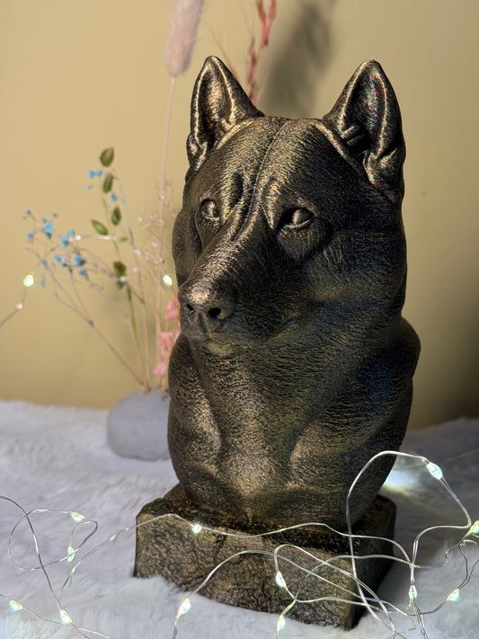 Husky antique bust – hand-painted 3D print dog statue collectible decor
