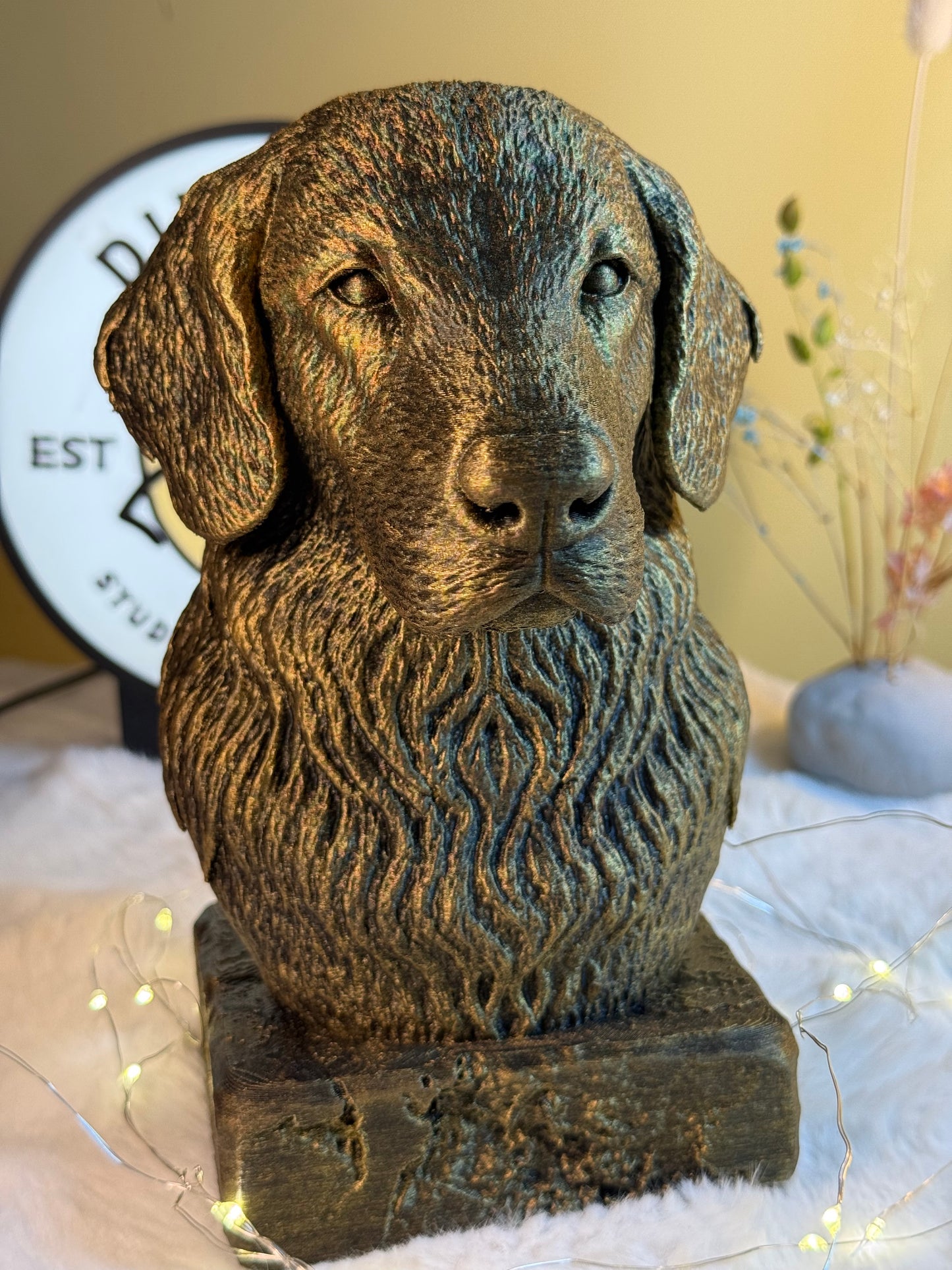 Flat Coated Retriever Antique Bust