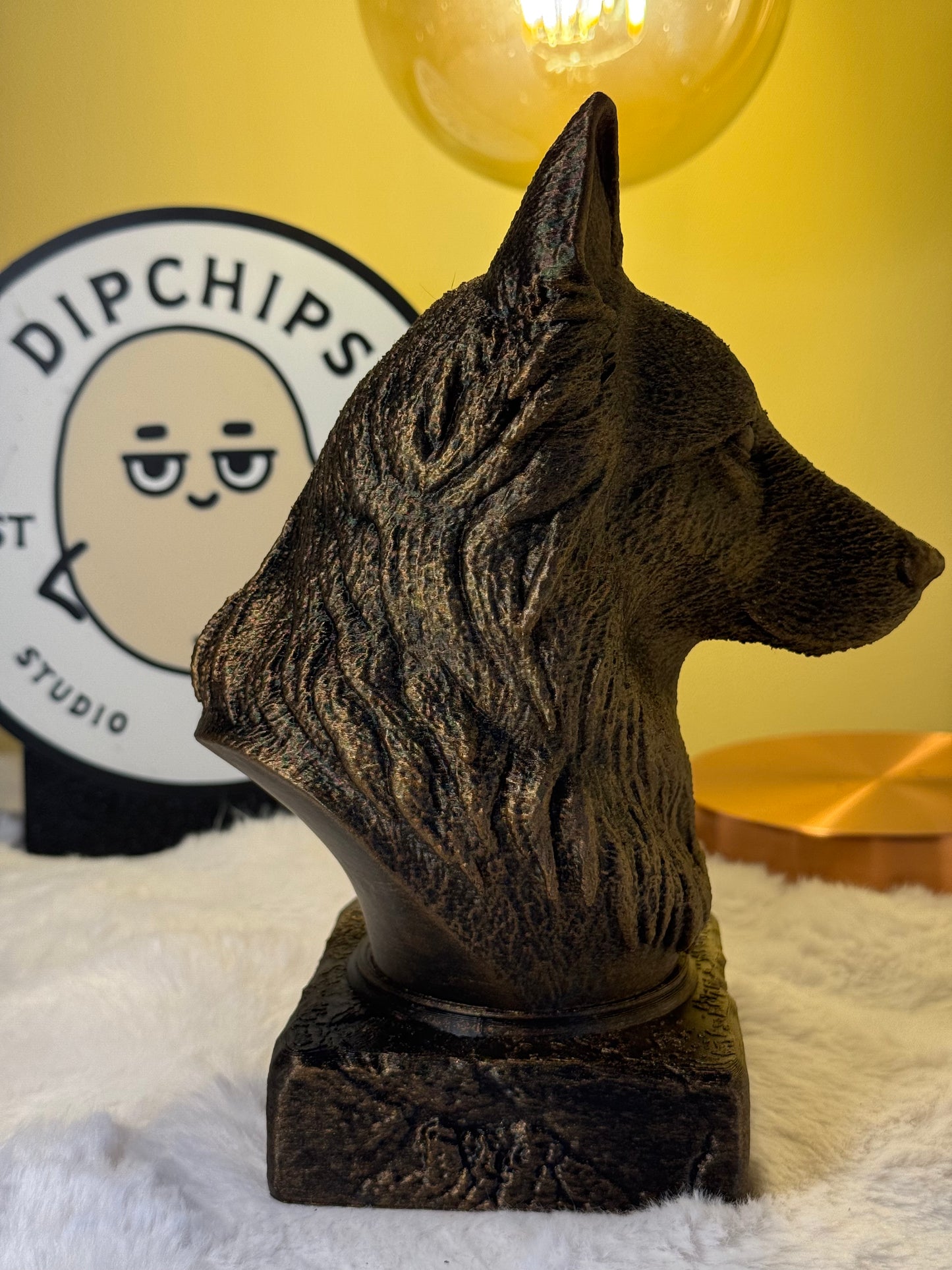 Long Haired German Shepherd Antique Bust