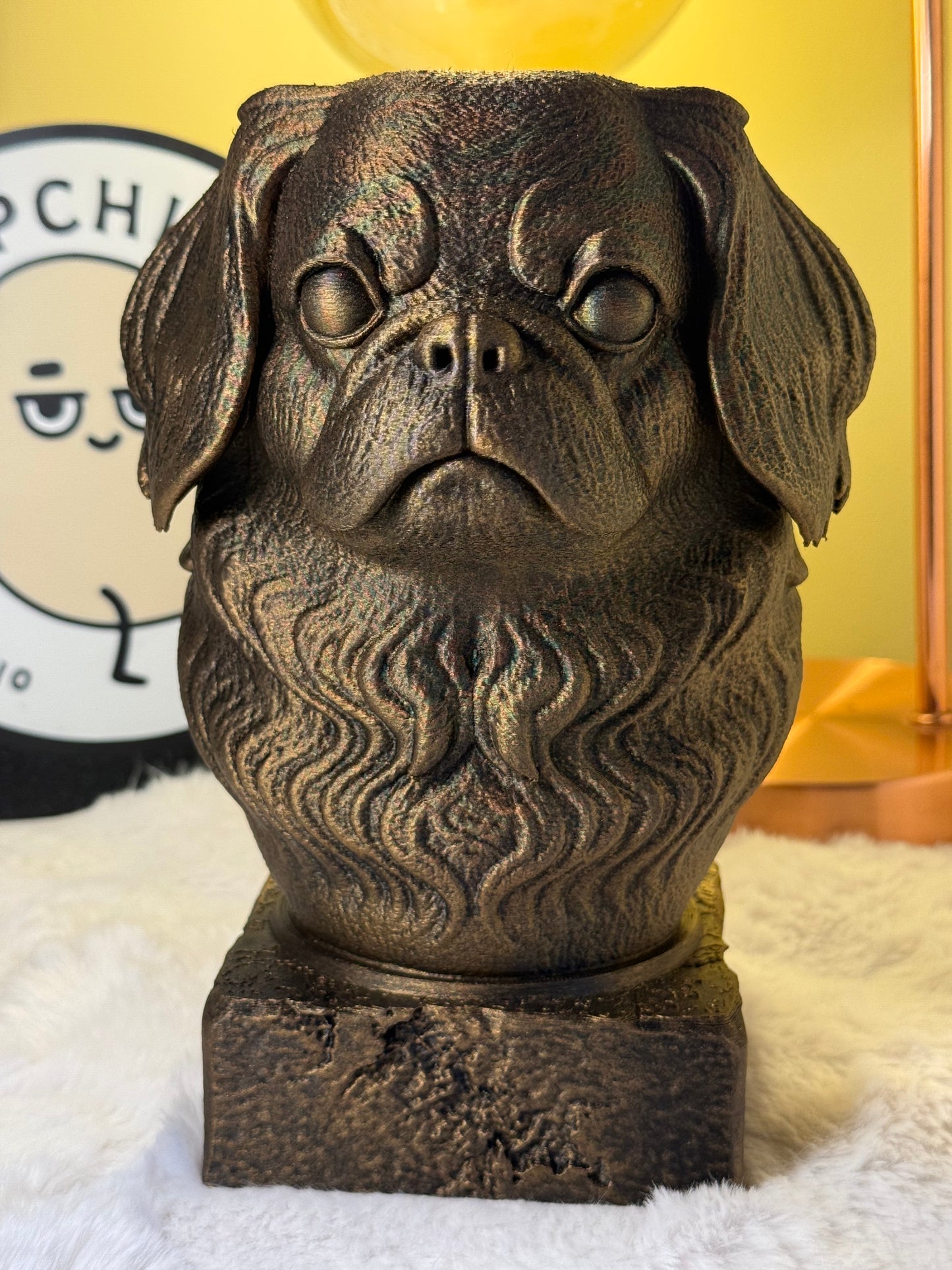 Japanese Chin antique bust – hand-painted 3D print dog statue collectible decor