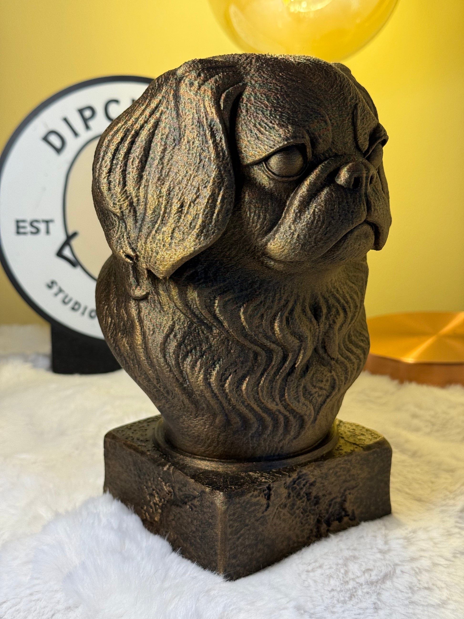 Japanese Chin full antique bust sculpture – 3D printed Japanese Chin statue, collectible home decor gift