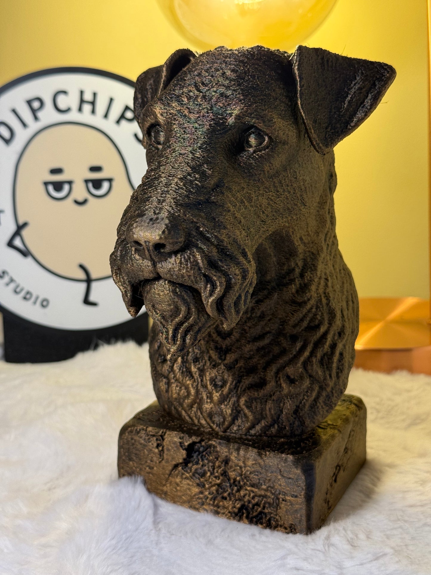 Kerry Blue Terrier antique bust – hand-painted 3D print dog statue collectible decor