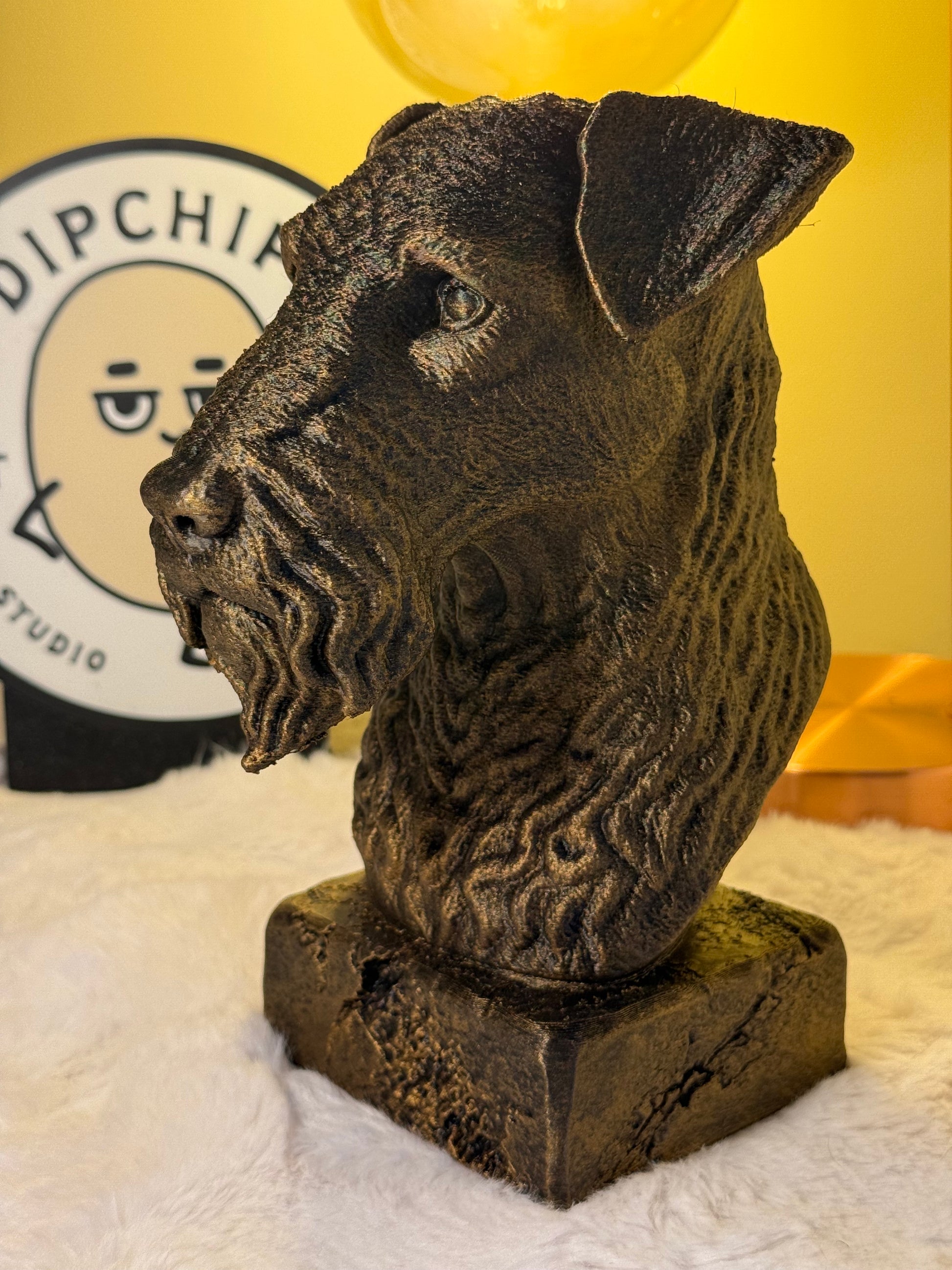 Kerry Blue Terrier side view antique style bust – Kerry Blue Terrier 3D printed dog statue home decor