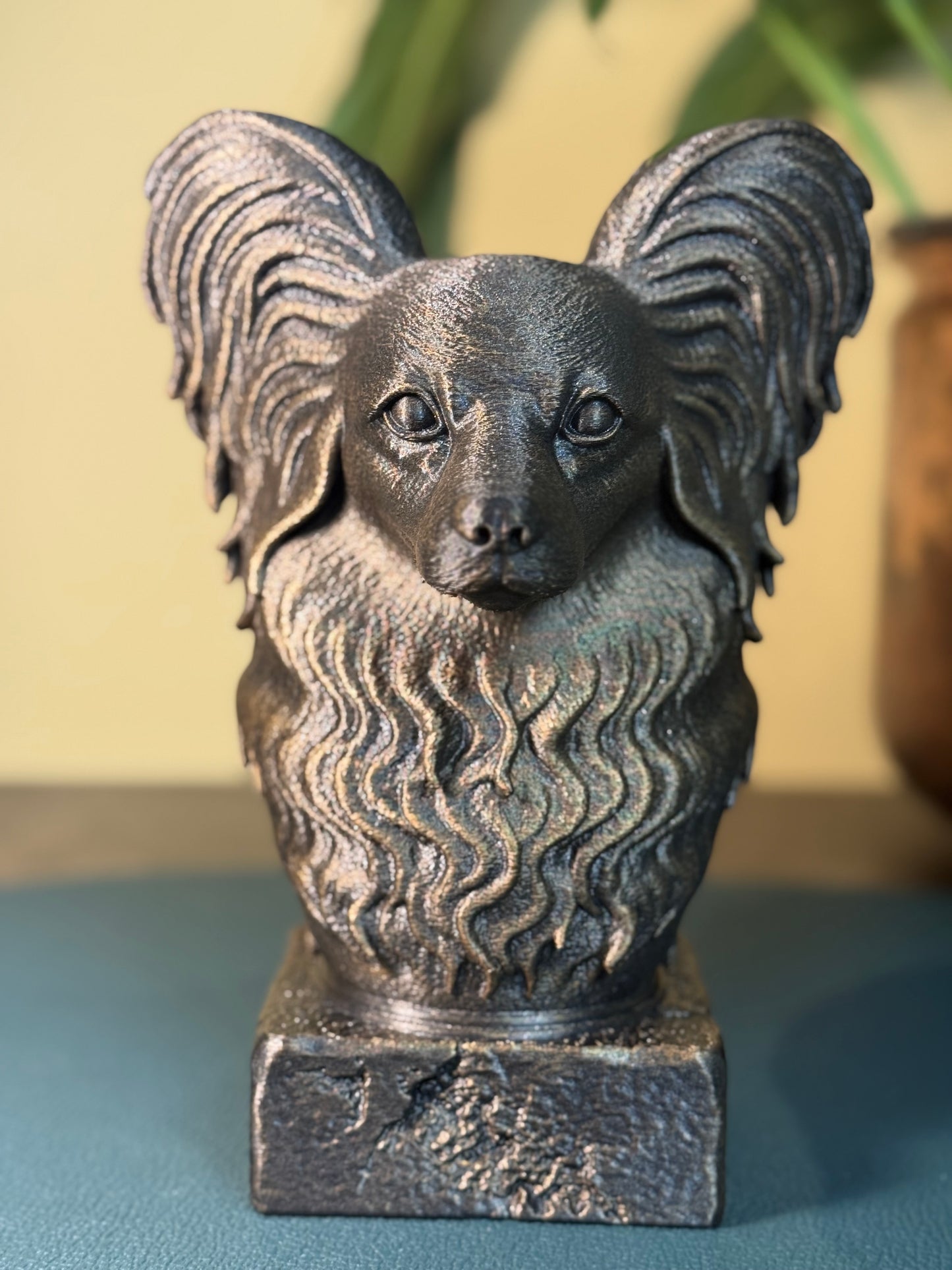 Papillon antique bust – hand-painted 3D print dog statue collectible decor