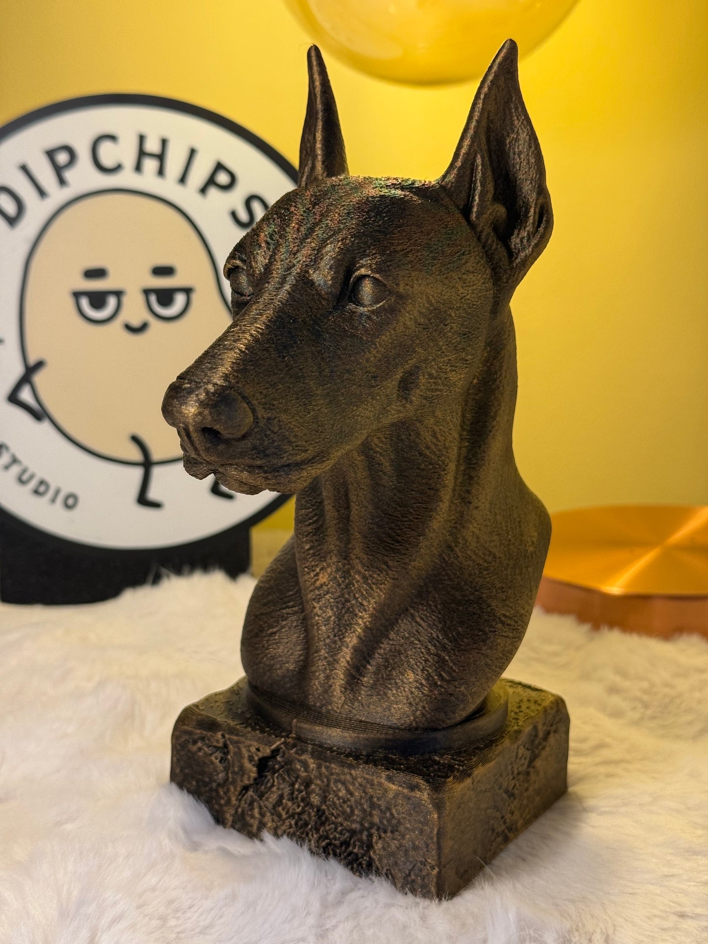 Pinscher antique bust – hand-painted 3D print dog statue collectible decor