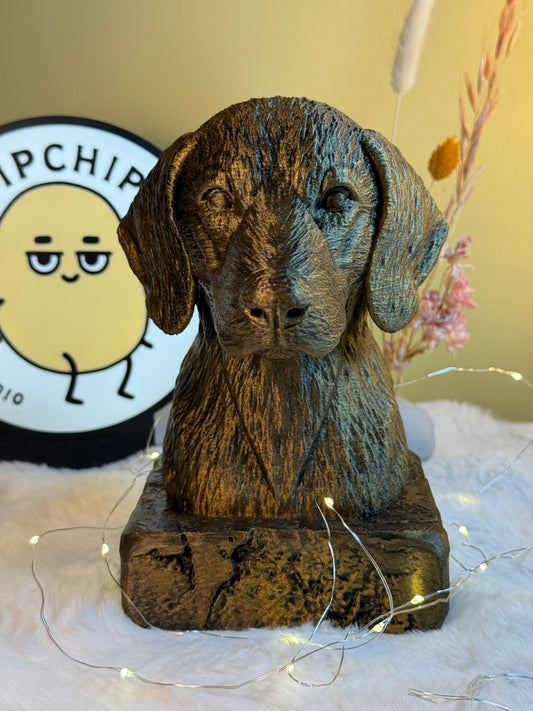 Plott Hound antique bust – hand-painted 3D print dog statue collectible decor
