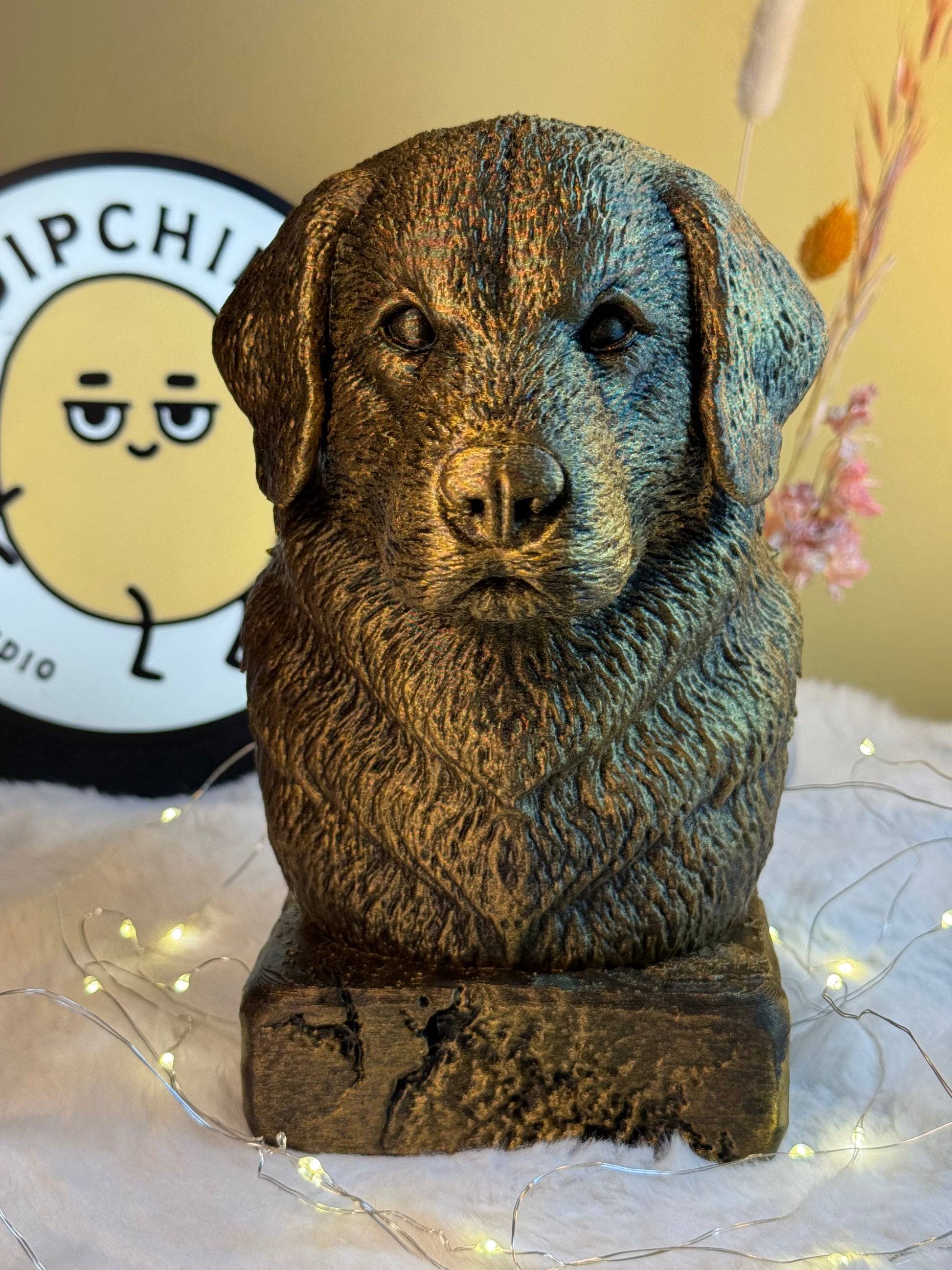 Polish Tatra Sheepdog antique bust – hand-painted 3D print dog statue collectible decor