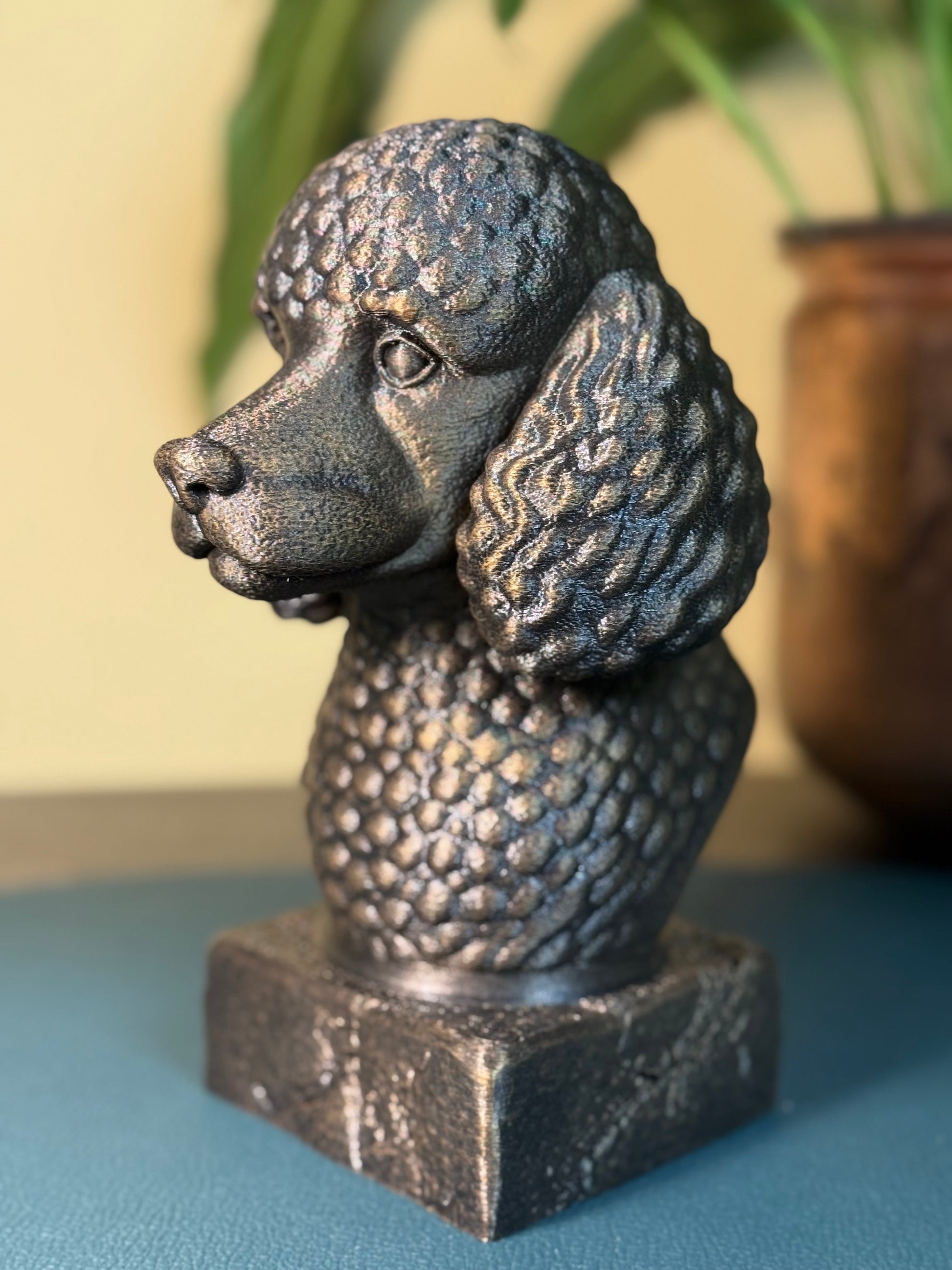 Poodle side view antique style bust – Poodle 3D printed dog statue home decor