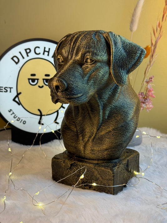 Rhodesian Ridgeback antique bust – hand-painted 3D print dog statue collectible decor